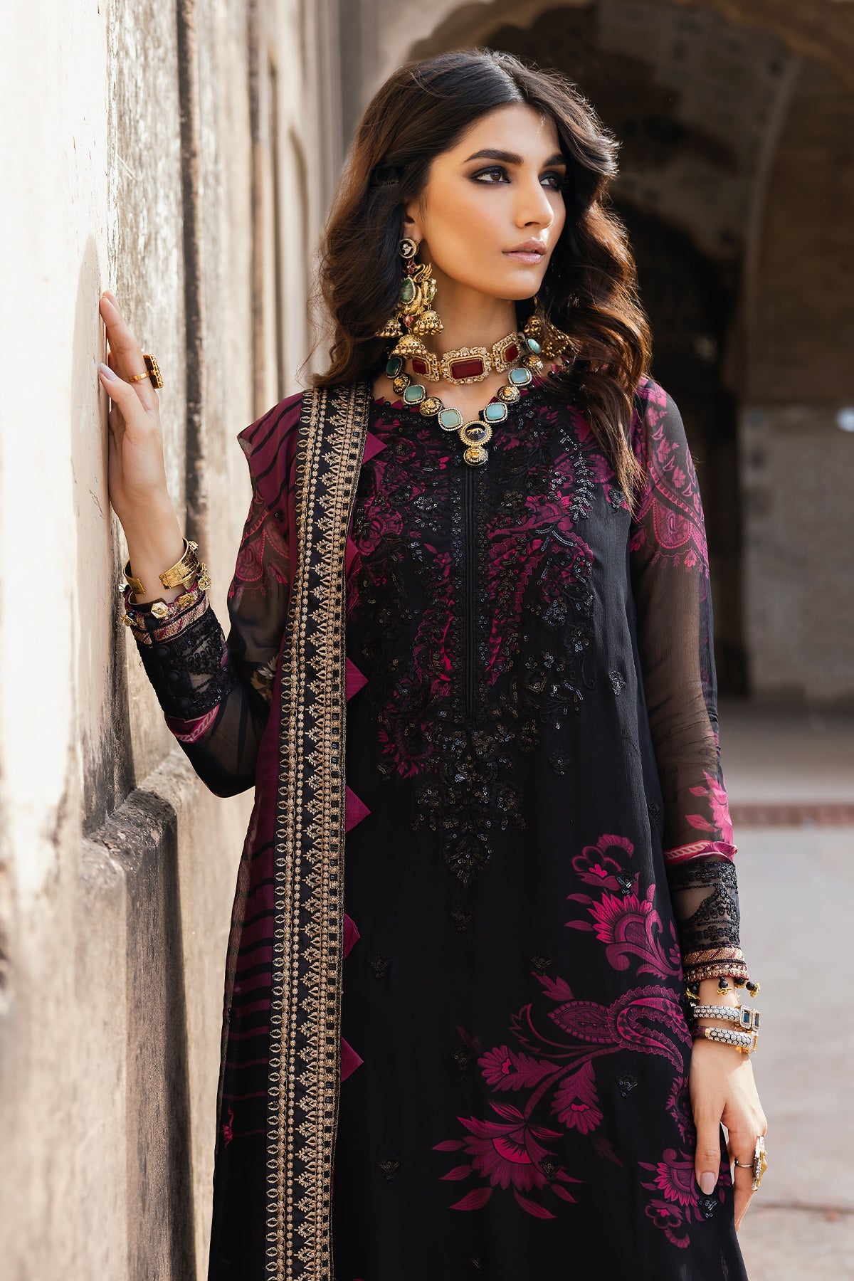 Pakistani Suits 3-PC Unstitched Embroidered Chiffon VSL5-10 Al Libaas