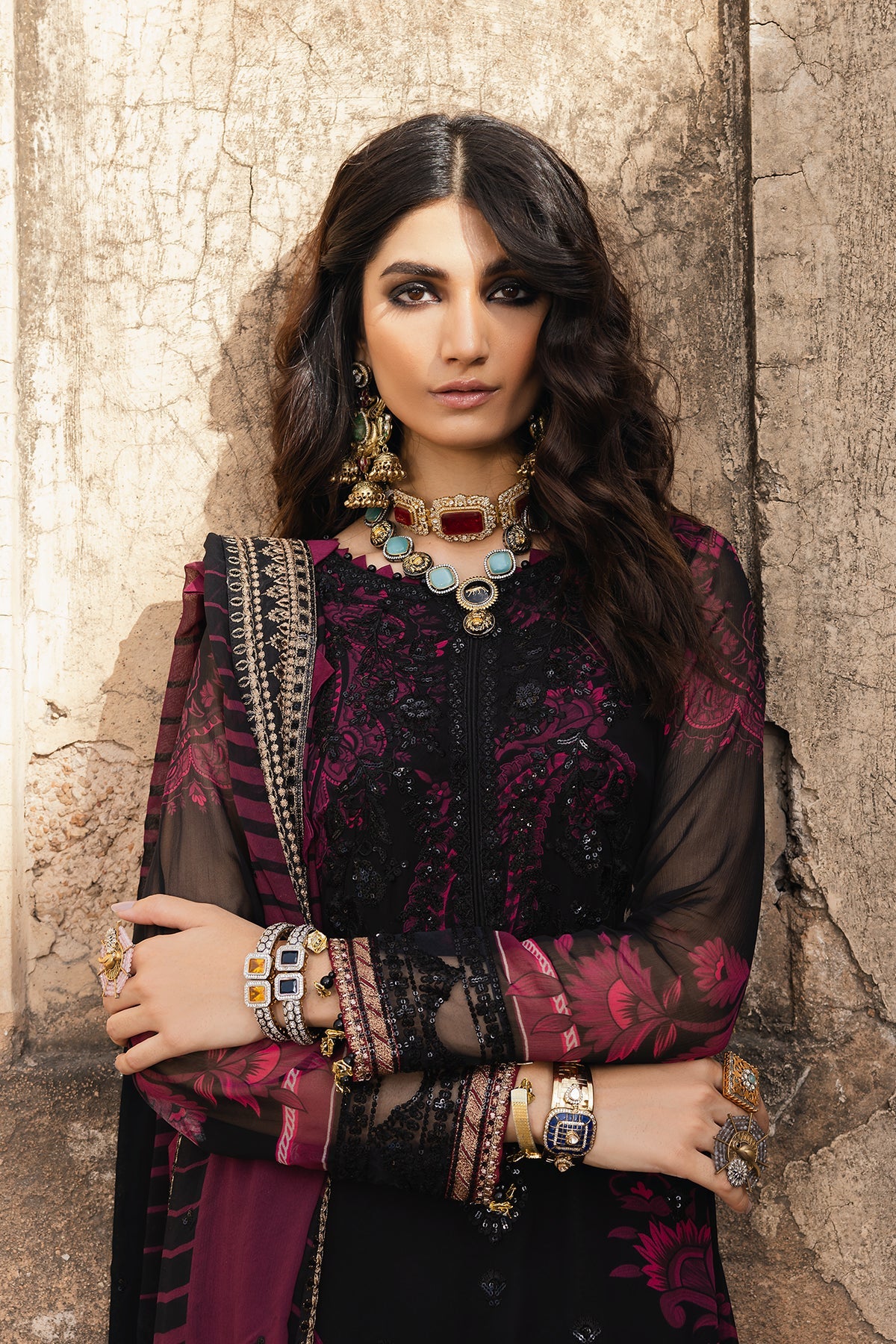 Pakistani Suits 3-PC Unstitched Embroidered Chiffon VSL5-10 Al Libaas