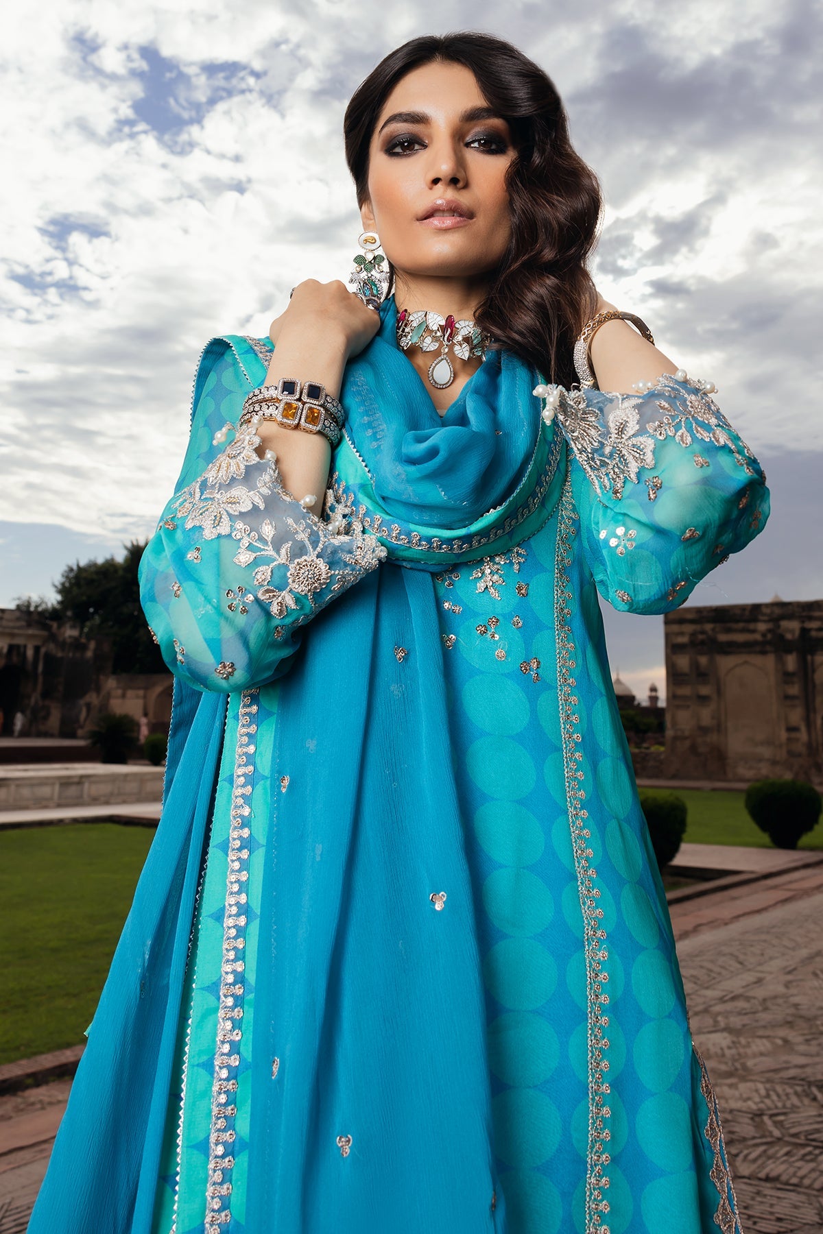 Pakistani Suits 3-PC Unstitched Embroidered Chiffon VSL5-16 Al Libaas