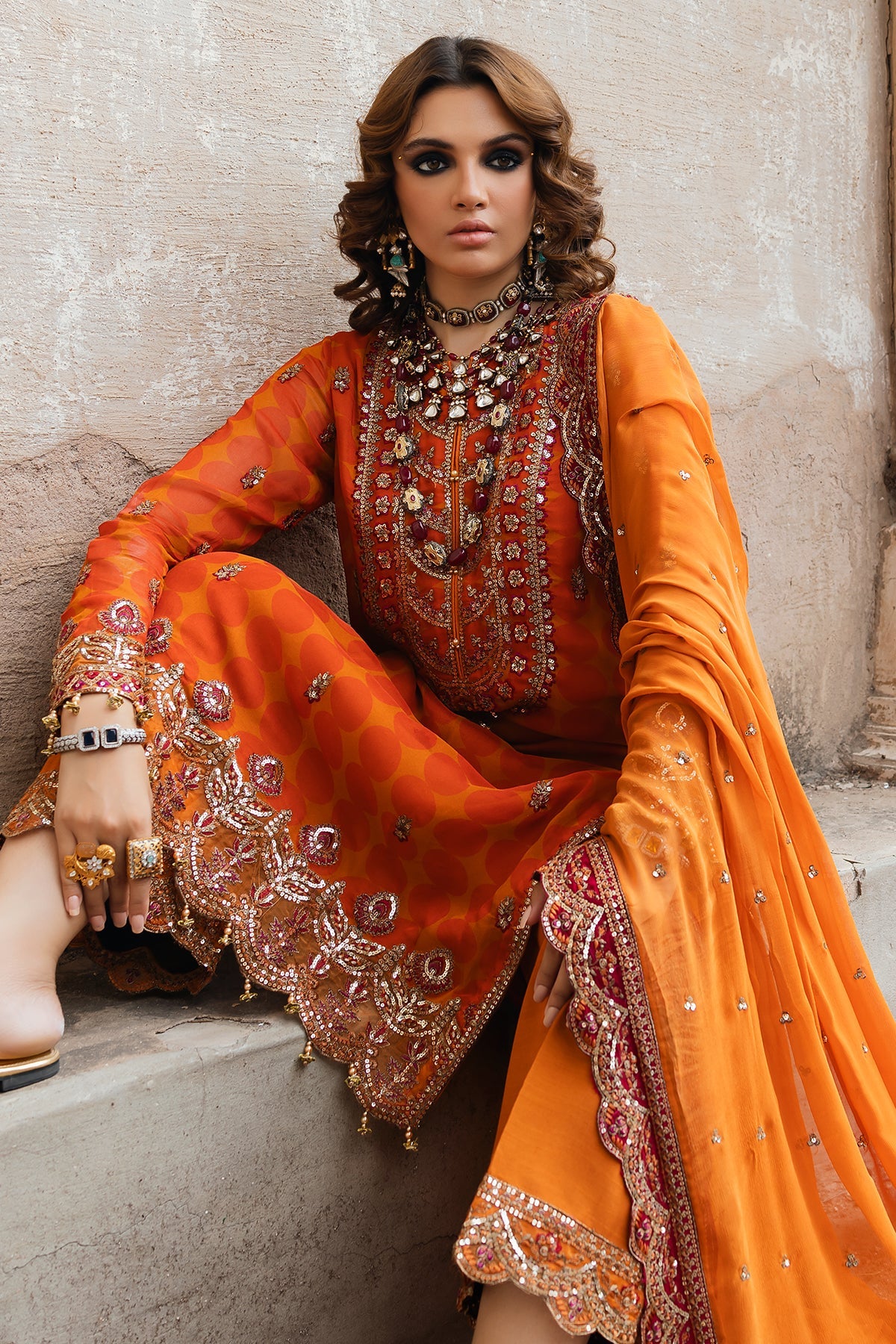 Pakistani Suits 3-PC Unstitched Embroidered Chiffon VSL5-11 Al Libaas