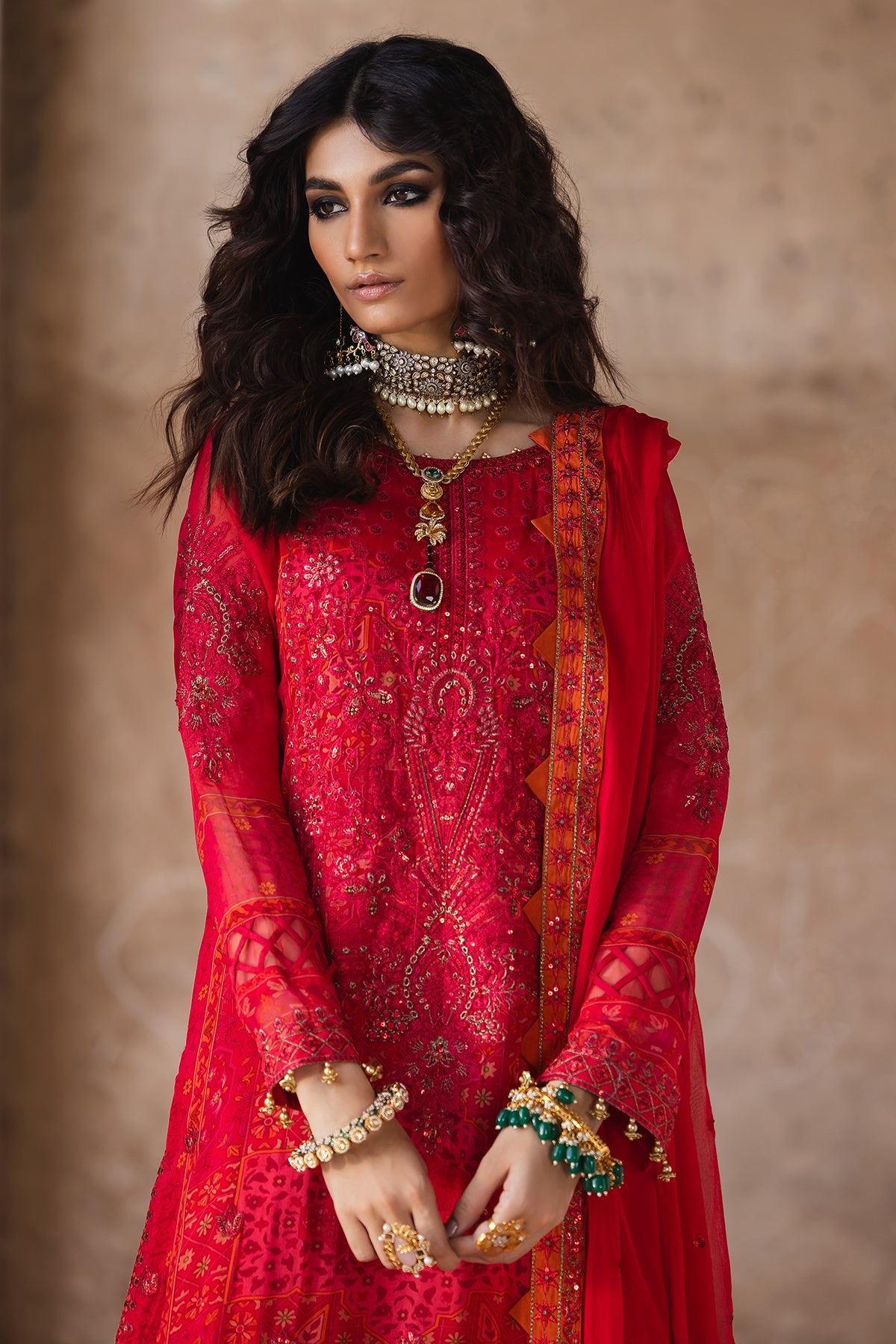 Pakistani Suits 3-PC Unstitched Embroidered Chiffon VSL5-12 Al Libaas