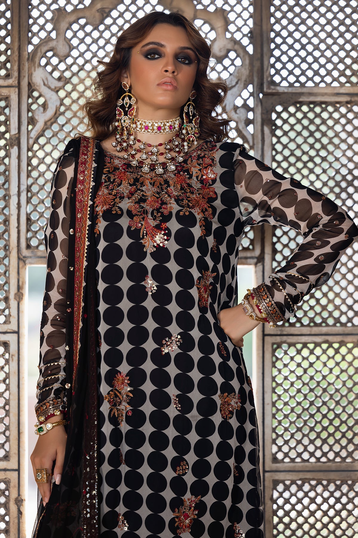 Pakistani Suits 3-PC Unstitched Embroidered Chiffon VSL5-13 Al Libaas