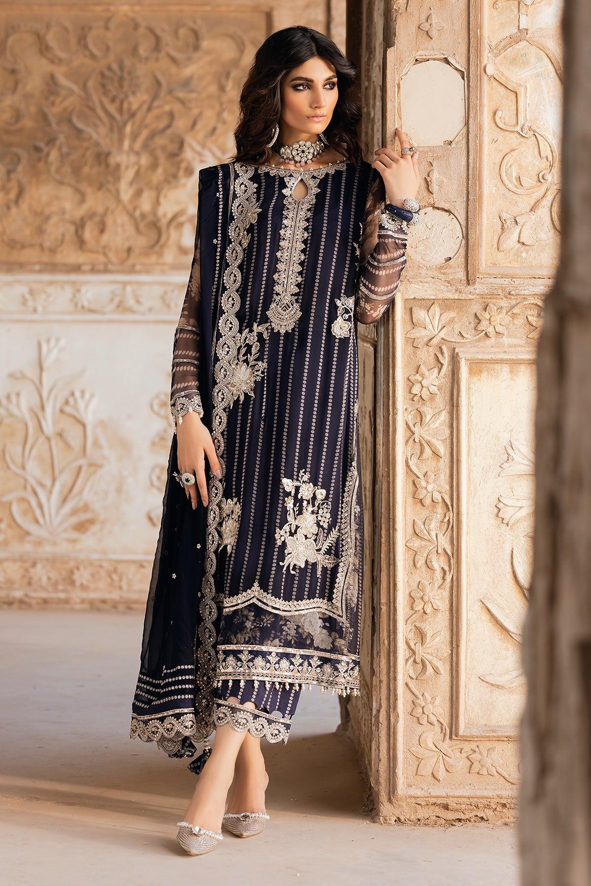 Pakistani Suits 3-PC Unstitched Embroidered Chiffon VSL5-15 Al Libaas