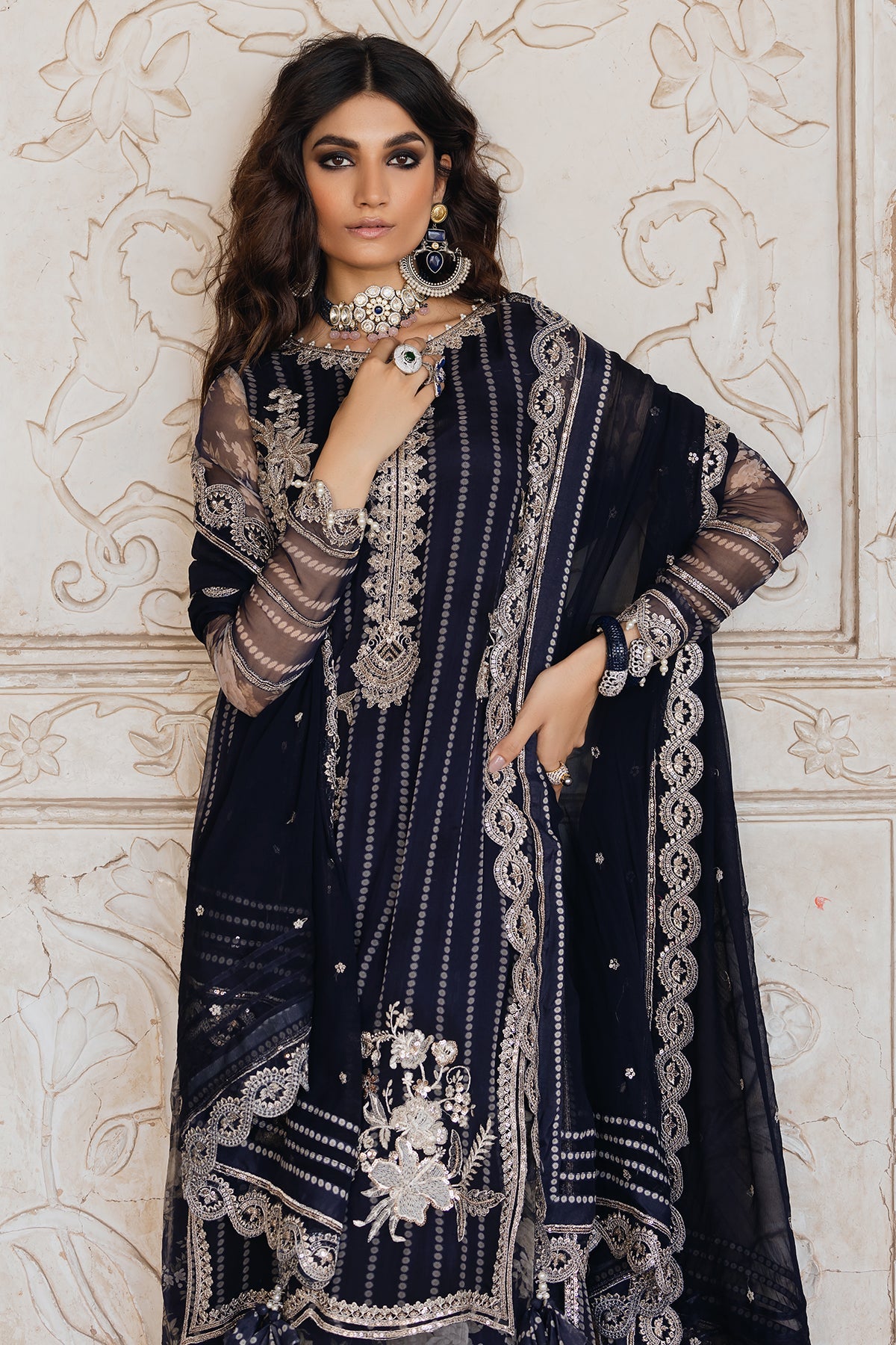 Pakistani Suits 3-PC Unstitched Embroidered Chiffon VSL5-15 Al Libaas