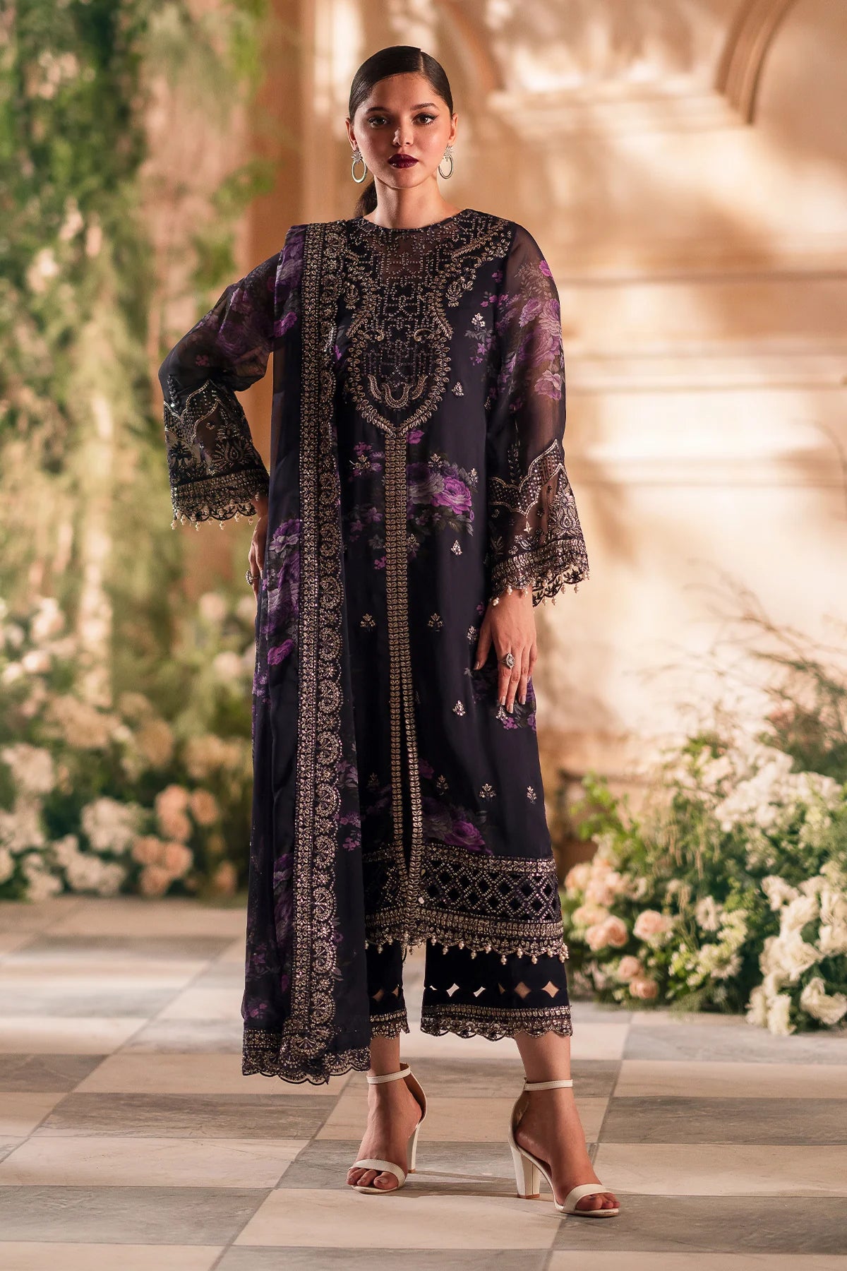 3-PC Unstitched Embroidered Chiffon VSL5-01 Al Libaas