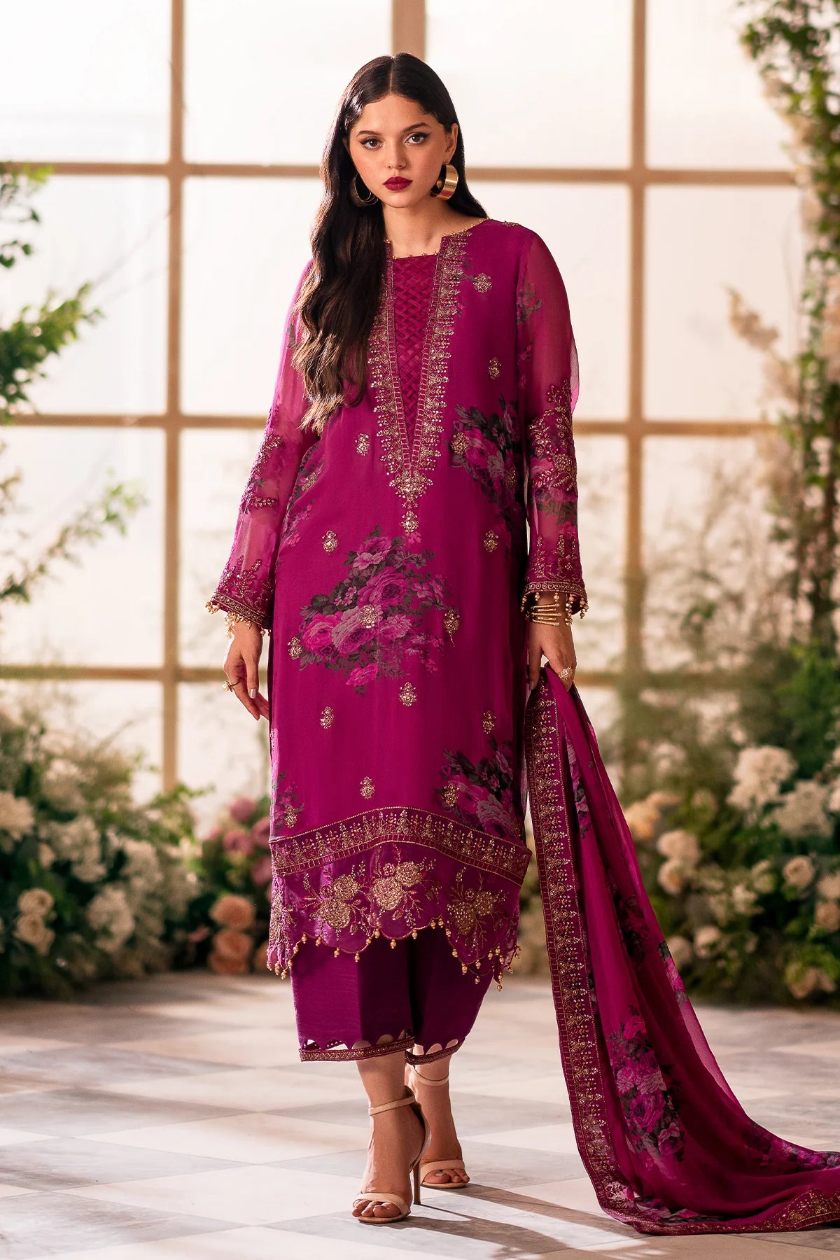 3-PC Unstitched Embroidered Chiffon VSL5-03 Al Libaas