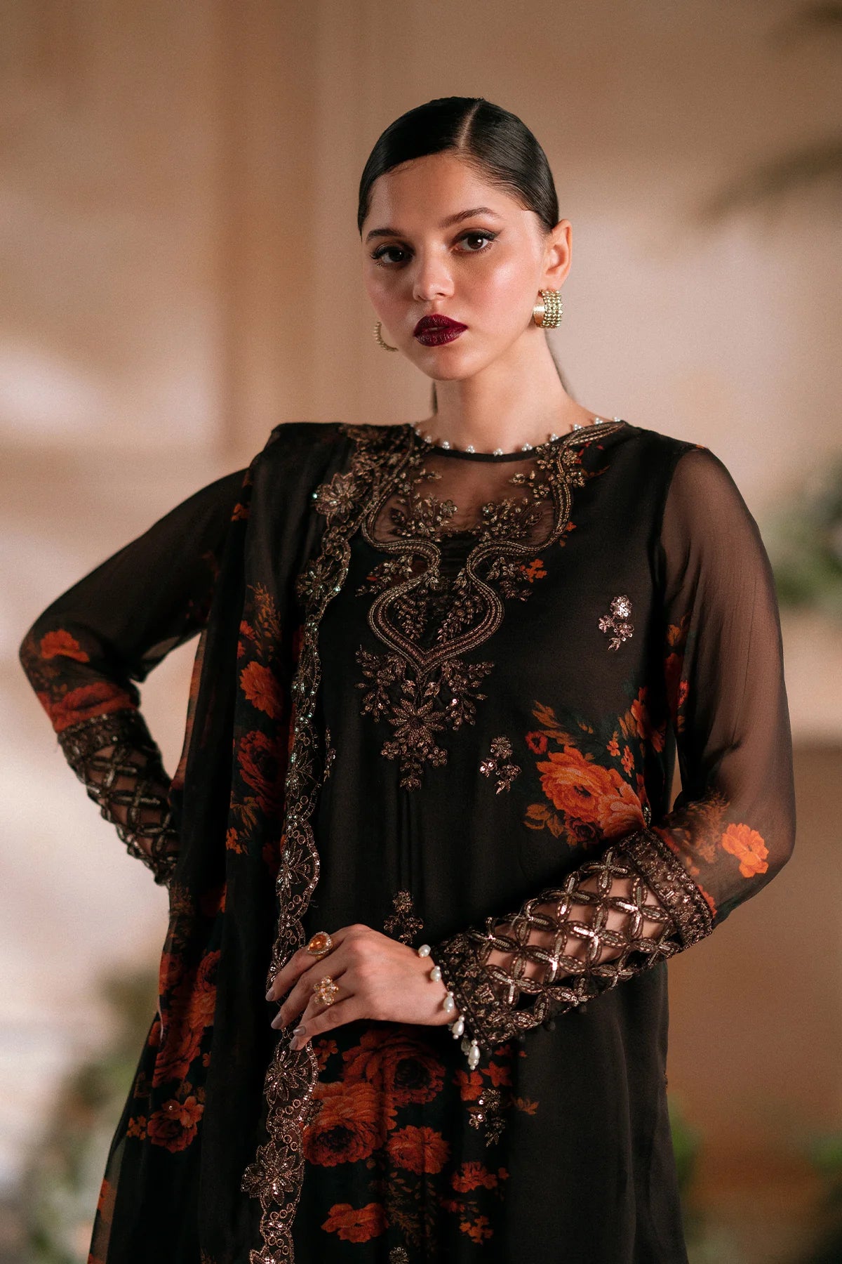 3-PC Unstitched Embroidered Chiffon VSL5-04 Al Libaas