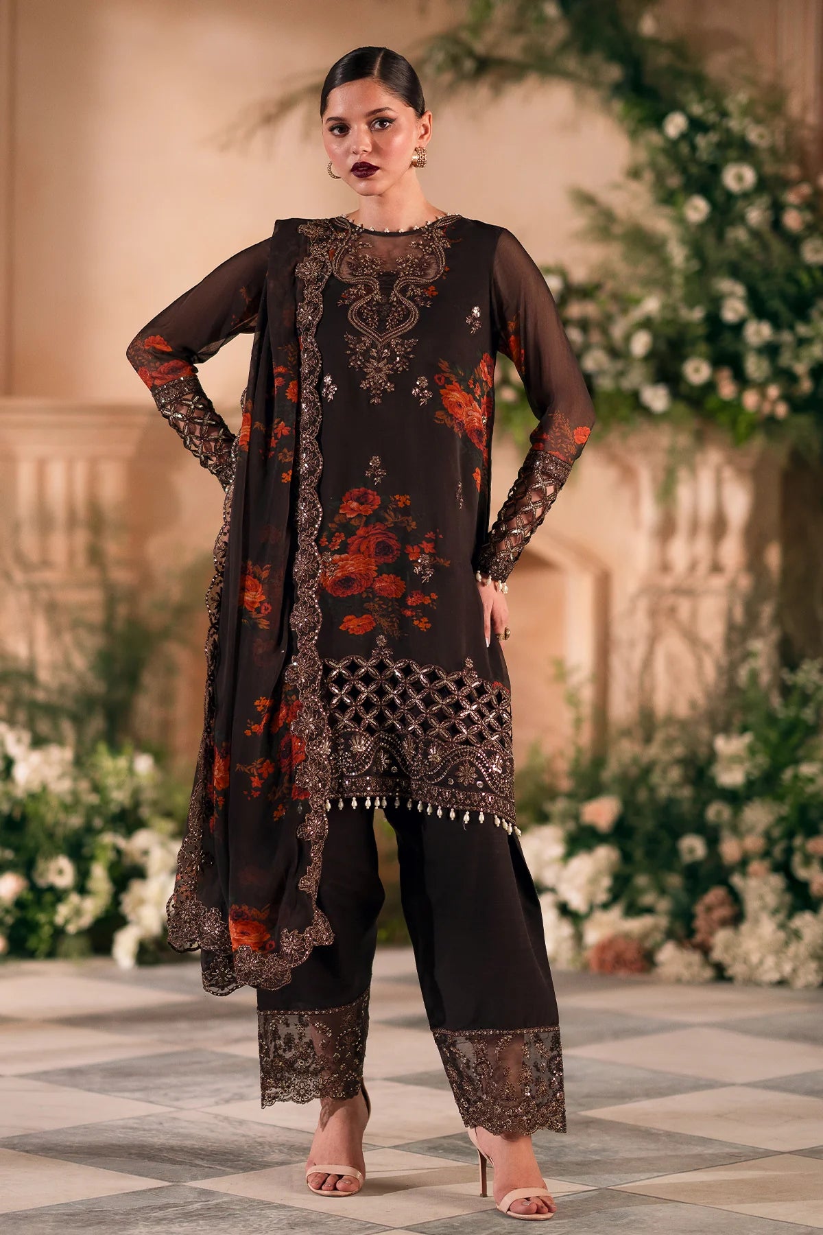 3-PC Unstitched Embroidered Chiffon VSL5-04 Al Libaas