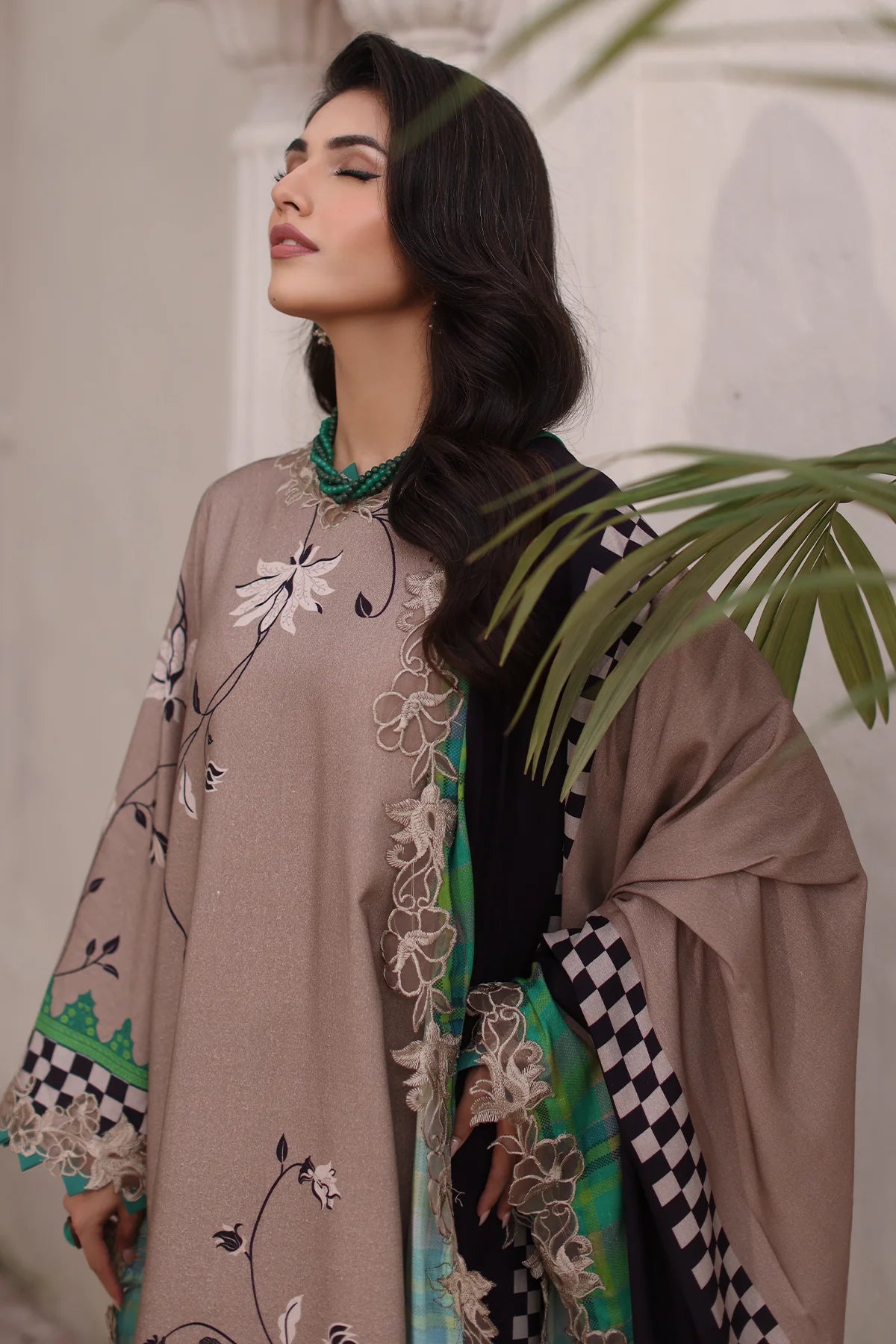 Pakistani Suits 3-Pc Embroidered Linen Shawl Suit Collection CVW4-02 Al Libaas