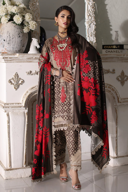 Pakistani Suits 3-Pc Embroidered Linen Shawl Suit Collection CVW4-04 Al Libaas