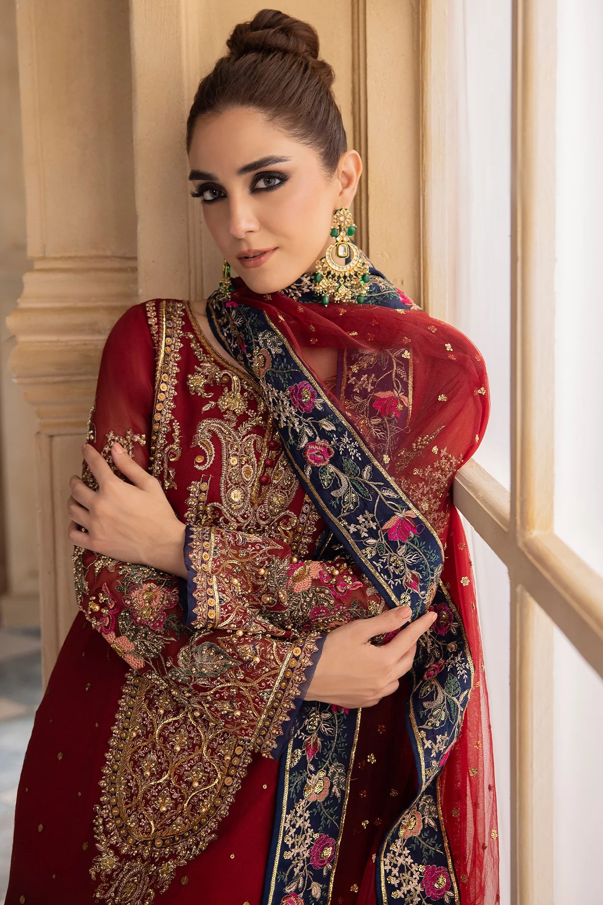 Pakistani Suits 3-Pc Unstitched Premium Luxury Handwork Chiffon with Premium Embroidered Dupatta DJW4-02 Al Libaas