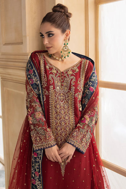 Pakistani Suits 3-Pc Unstitched Premium Luxury Handwork Chiffon with Premium Embroidered Dupatta DJW4-02 Al Libaas