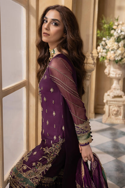 Pakistani Suits 3-Pc Unstitched Premium Luxury Handwork Chiffon with Premium Embroidered Dupatta DJW4-03 Al Libaas