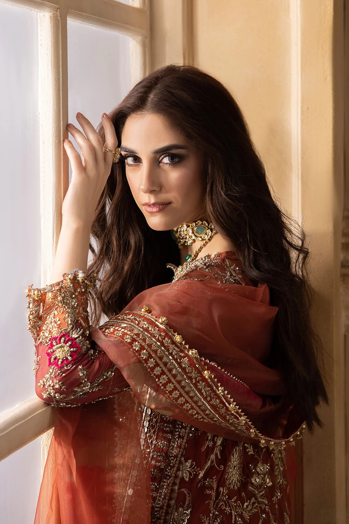 Pakistani Suits 3-Pc Unstitched Premium Luxury Handwork Chiffon with Premium Embroidered Dupatta DJW4-04 Al Libaas