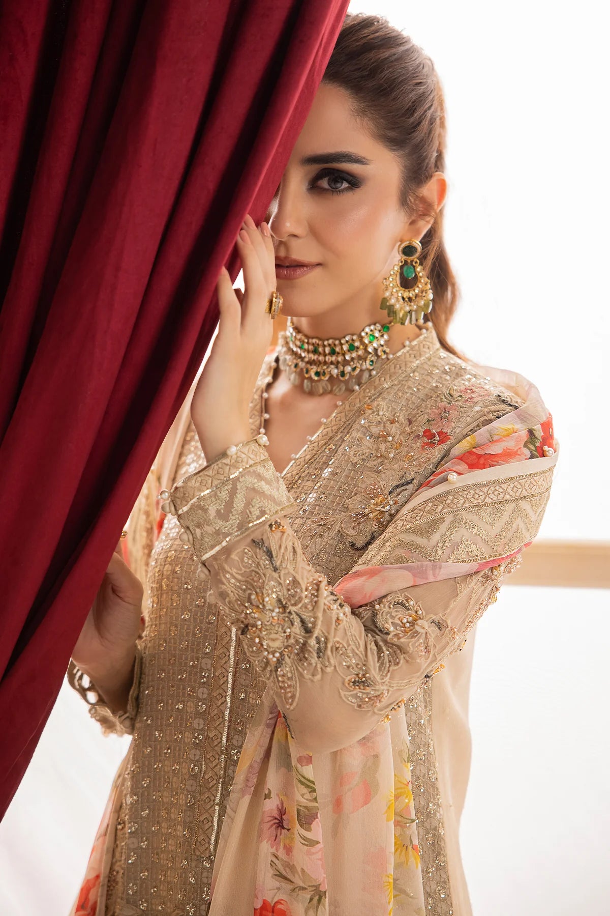 Pakistani Suits 3-Pc Unstitched Premium Luxury Handwork Chiffon with Premium Embroidered Dupatta DJW4-05 Al Libaas