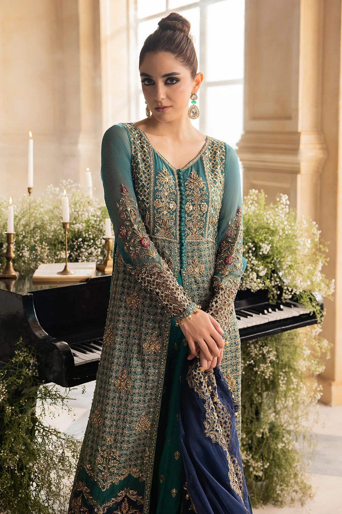 Pakistani Suits 3-Pc Unstitched Premium Luxury Handwork Chiffon with Premium Embroidered Dupatta DJW4-07 Al Libaas