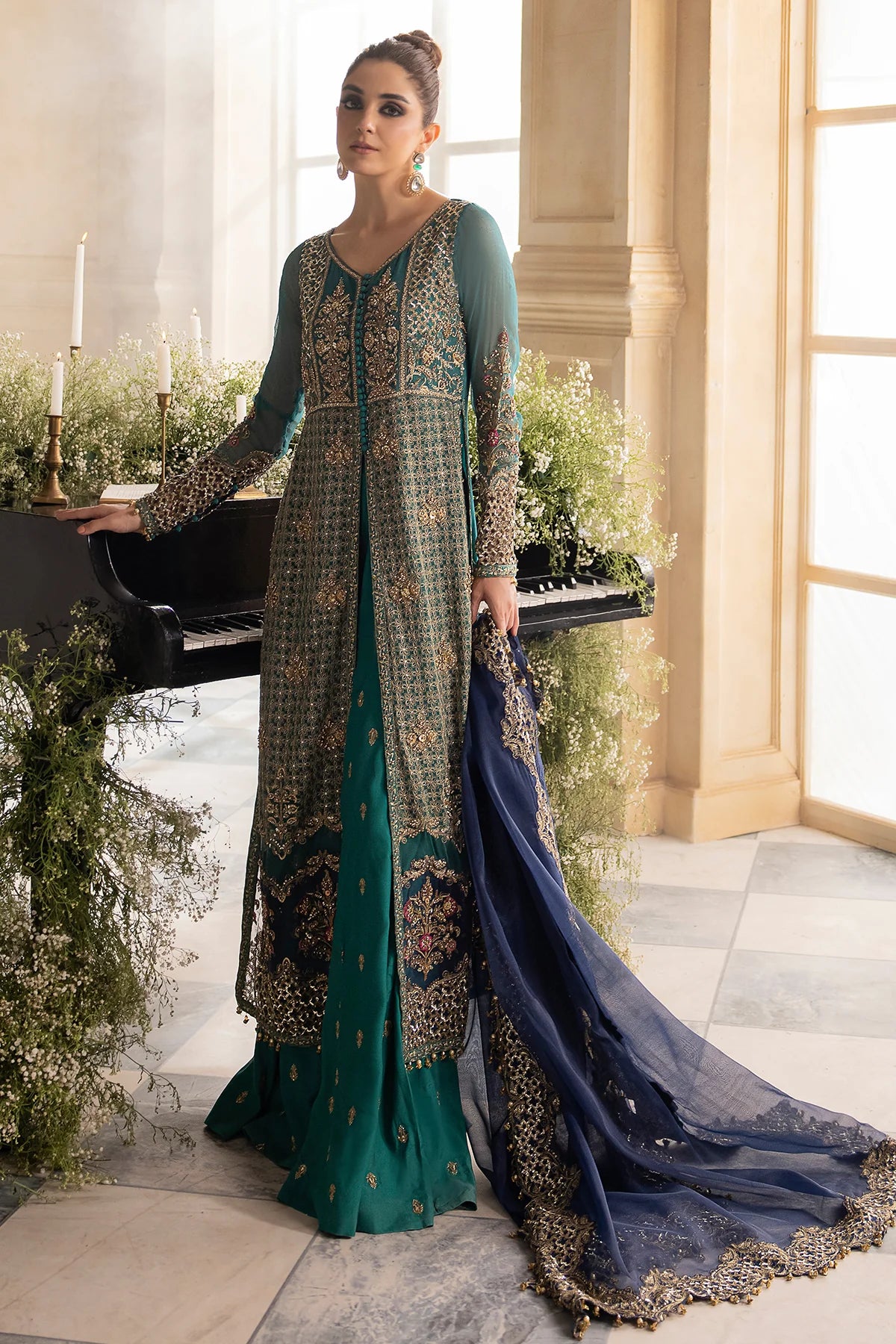 Pakistani Suits 3-Pc Unstitched Premium Luxury Handwork Chiffon with Premium Embroidered Dupatta DJW4-07 Al Libaas