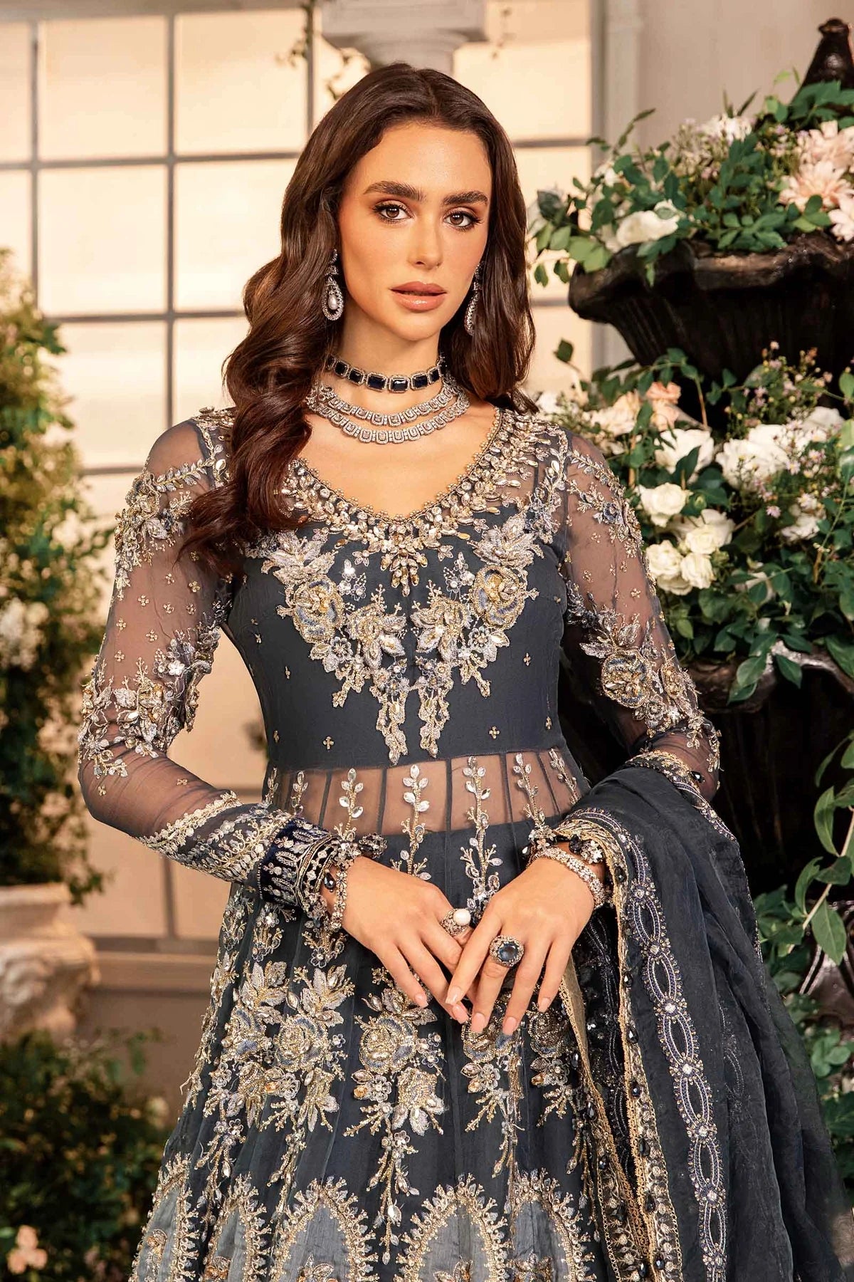 Pakistani Suits 3 Piece Unstitched Embroidered Organza Suit | BD-2901 Al Libaas