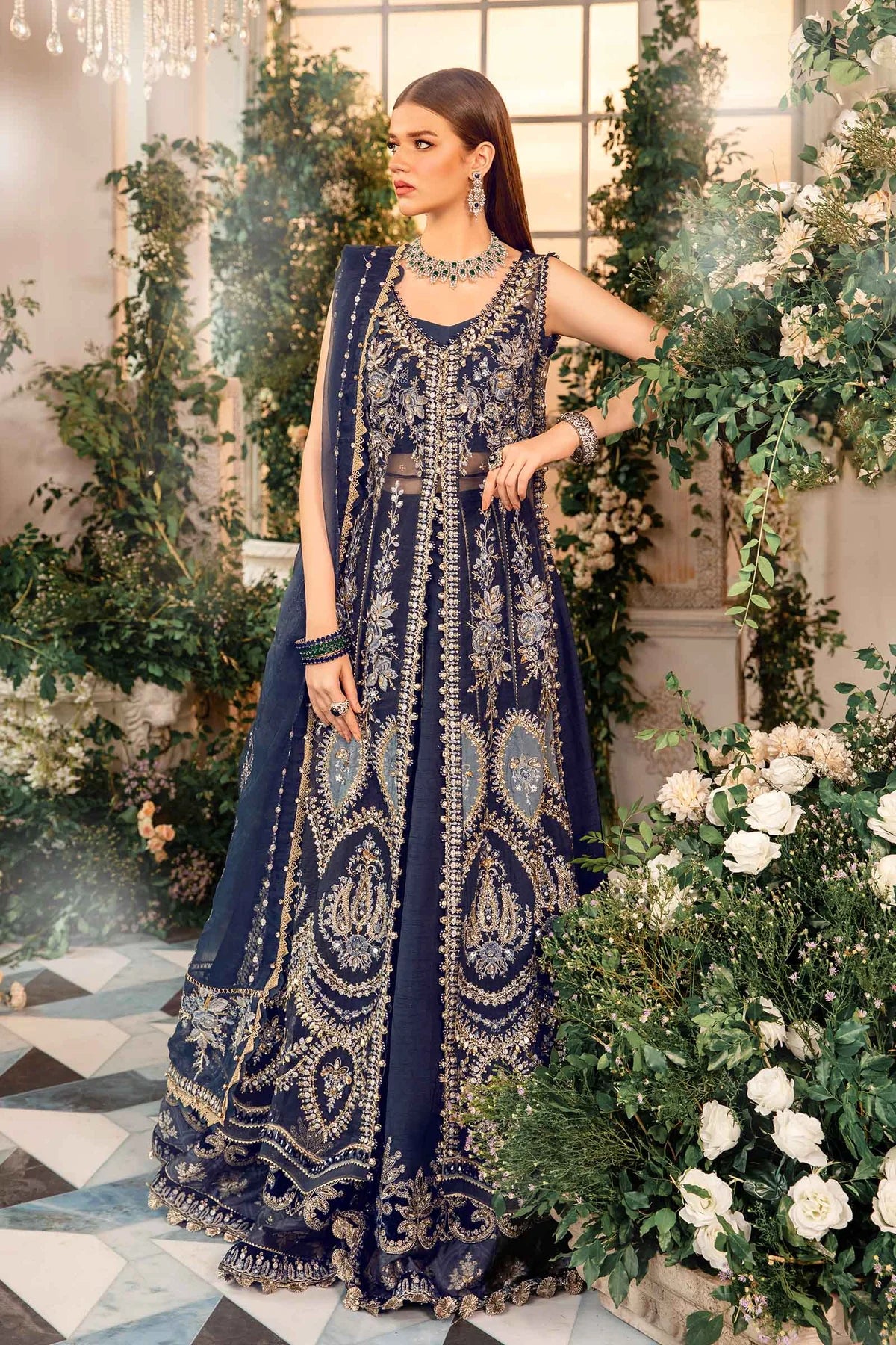 Pakistani Suits 3 Piece Unstitched Embroidered Organza Suit | BD-2901 Al Libaas