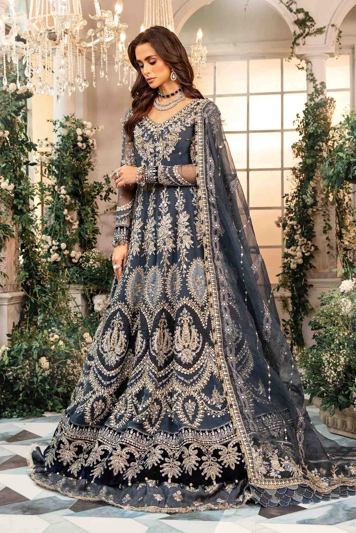 Pakistani Suits 3 Piece Unstitched Embroidered Organza Suit | BD-2901 Al Libaas