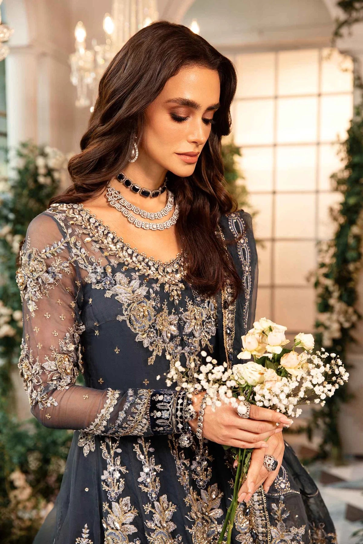 Pakistani Suits 3 Piece Unstitched Embroidered Organza Suit | BD-2901 Al Libaas