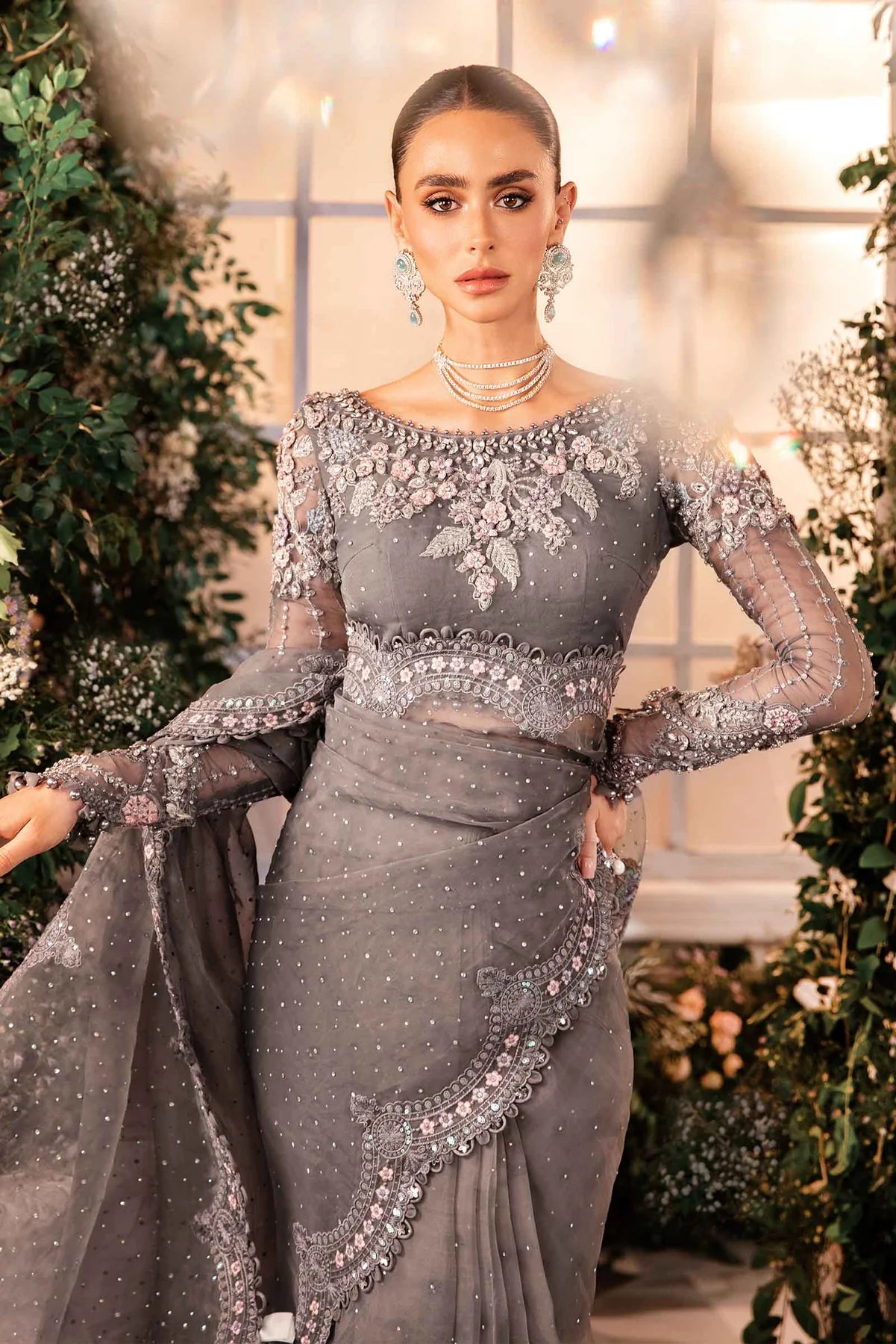 Pakistani Suits 3 Piece Unstitched Embroidered Organza Suit | BD-2902 Al Libaas