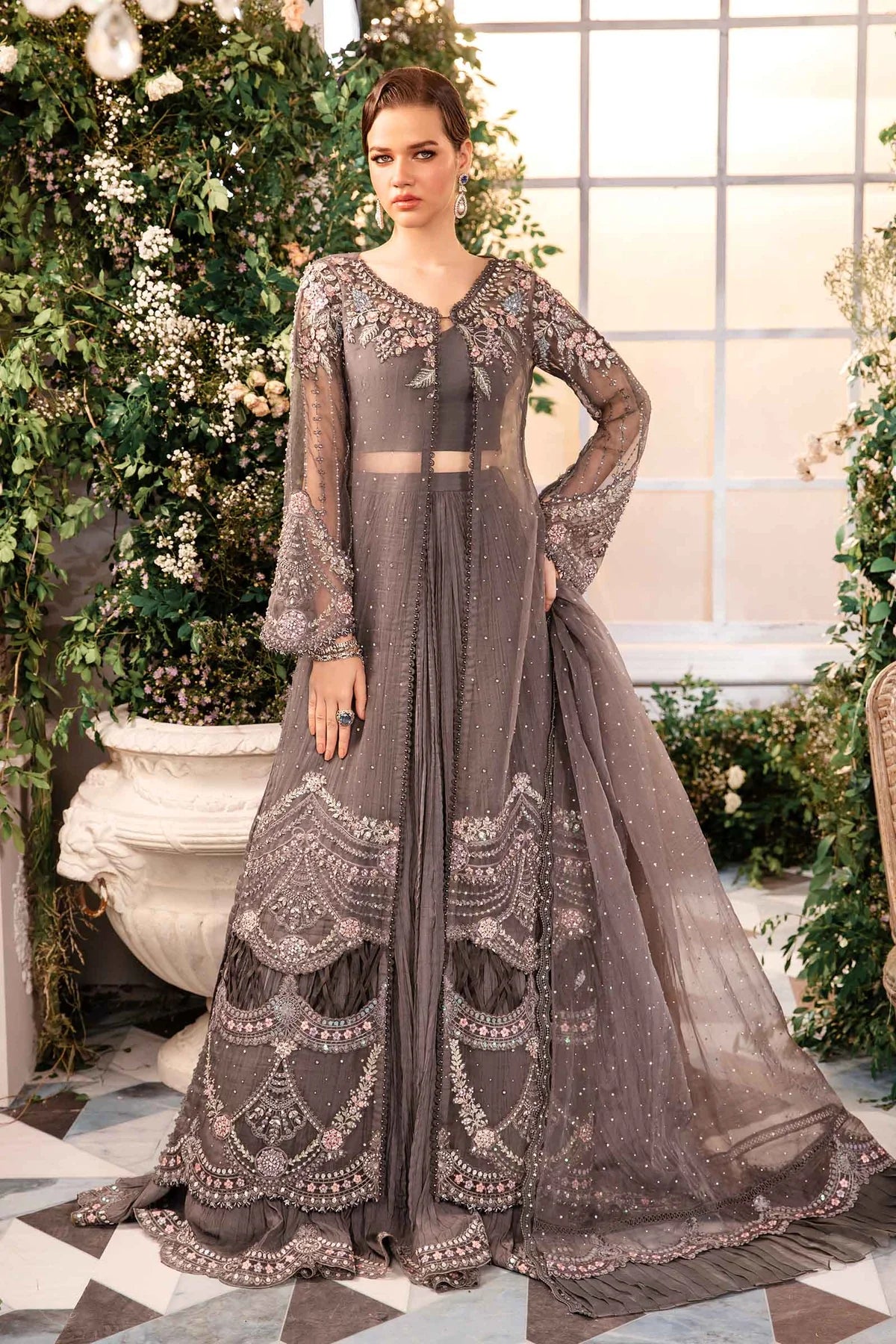 Pakistani Suits 3 Piece Unstitched Embroidered Organza Suit | BD-2902 Al Libaas