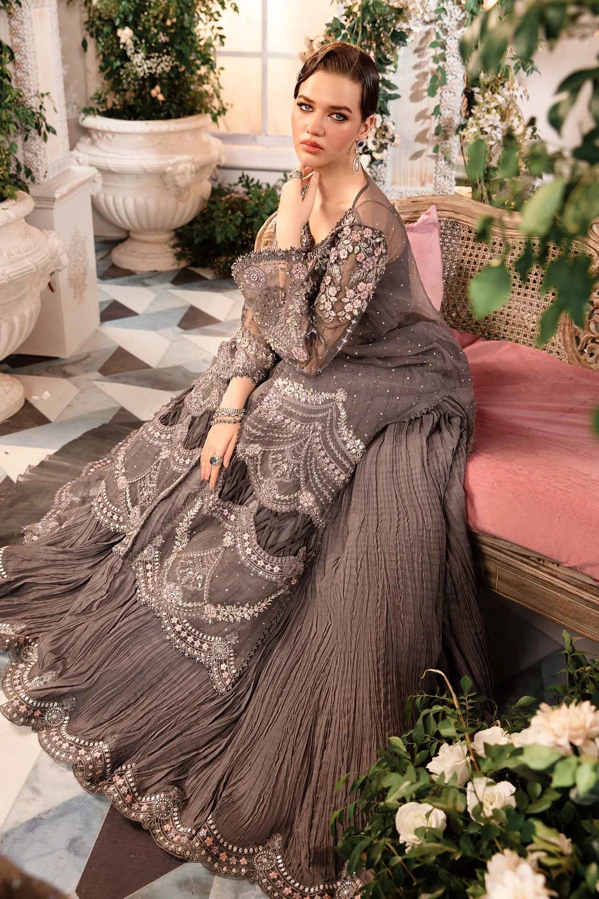 Pakistani Suits 3 Piece Unstitched Embroidered Organza Suit | BD-2902 Al Libaas