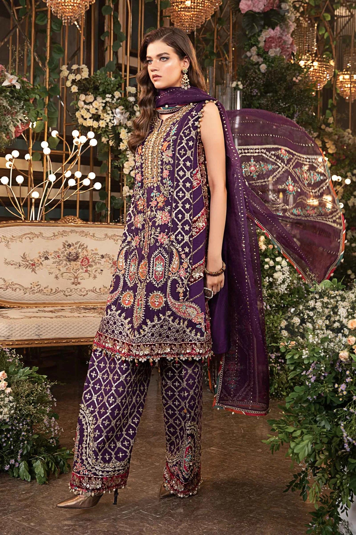 Pakistani Suits 3 Piece Unstitched Embroidered Raw Silk Suit | BD-2903 Al Libaas