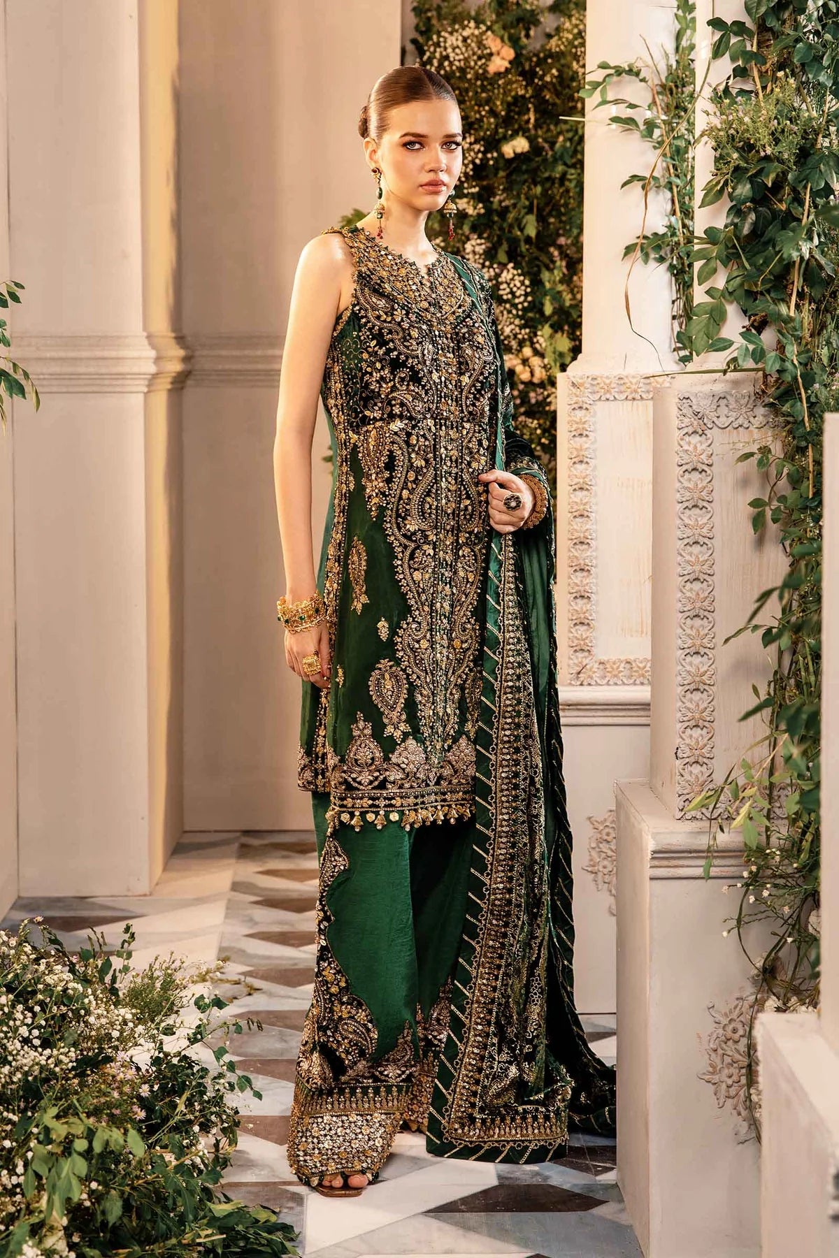 Pakistani Suits 3 Piece Unstitched Embroidered Organza Suit | BD-2904 Al Libaas