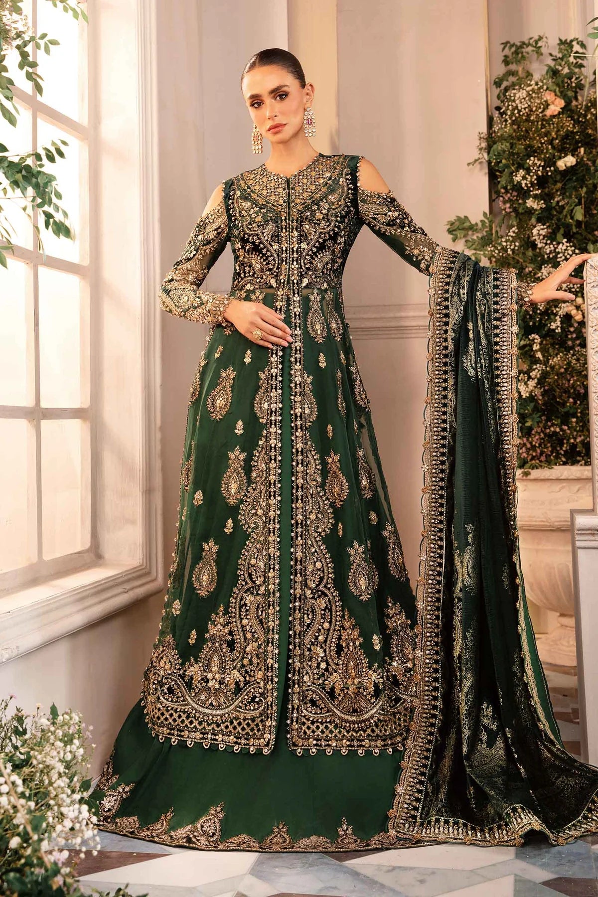 Pakistani Suits 3 Piece Unstitched Embroidered Organza Suit | BD-2904 Al Libaas