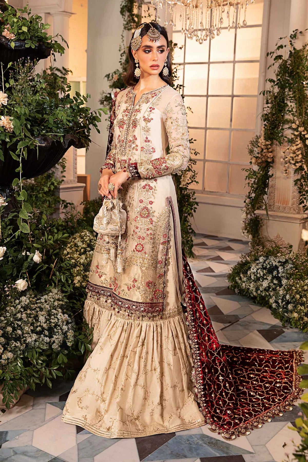 Pakistani Suits 3 Piece Unstitched Embroidered Organza Suit | BD-2905 Al Libaas