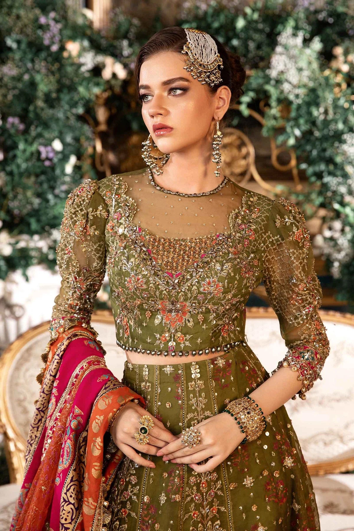 Pakistani Suits 3 Piece Unstitched Embroidered Organza Suit | BD-2906 Al Libaas