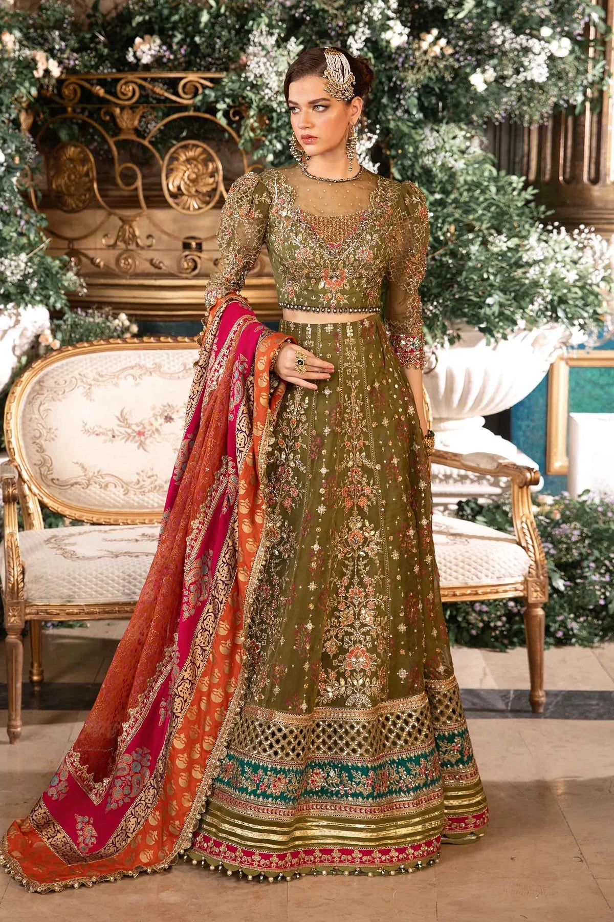 Pakistani Suits 3 Piece Unstitched Embroidered Organza Suit | BD-2906 Al Libaas