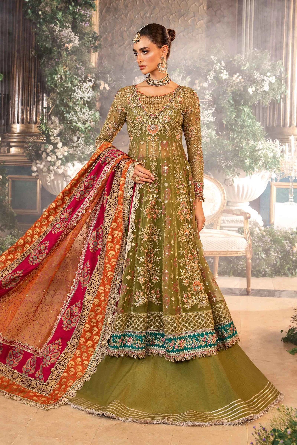 Pakistani Suits 3 Piece Unstitched Embroidered Organza Suit | BD-2906 Al Libaas