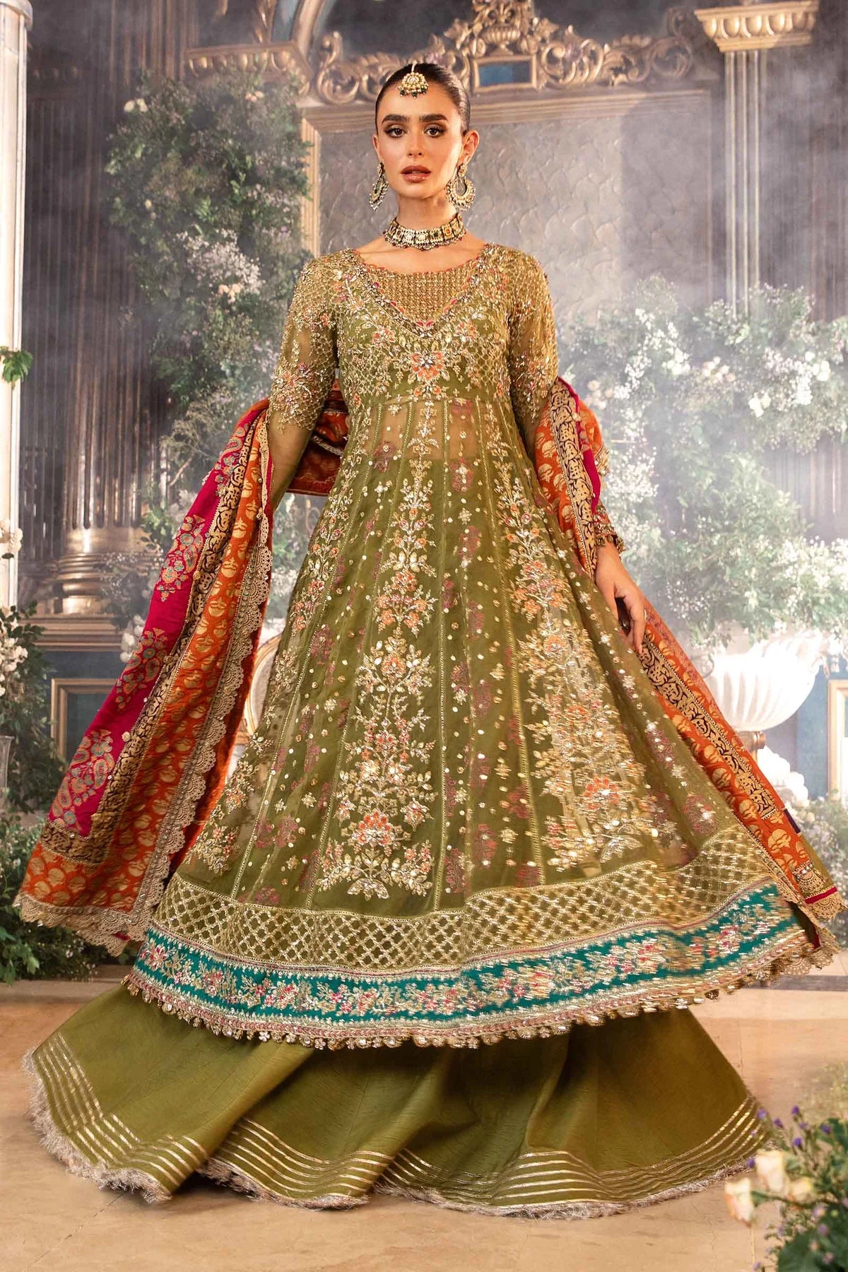 Pakistani Suits 3 Piece Unstitched Embroidered Organza Suit | BD-2906 Al Libaas