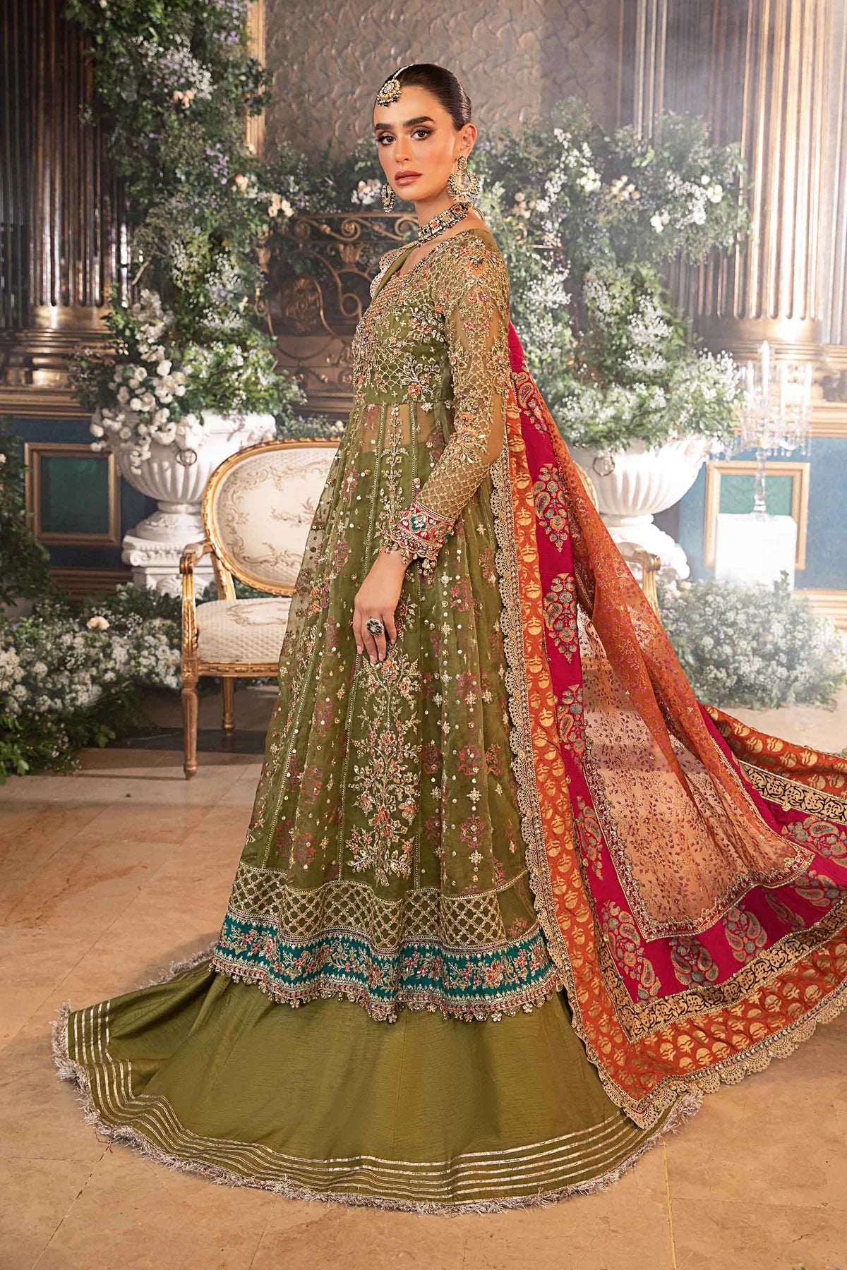 Pakistani Suits 3 Piece Unstitched Embroidered Organza Suit | BD-2906 Al Libaas