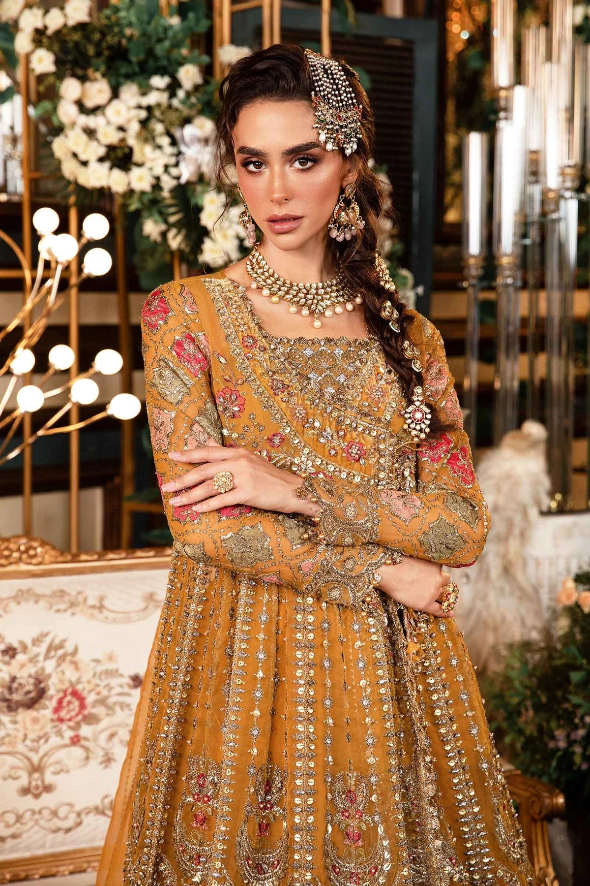 Pakistani Suits 3 Piece Unstitched Embroidered Organza Suit | BD-2907 Al Libaas