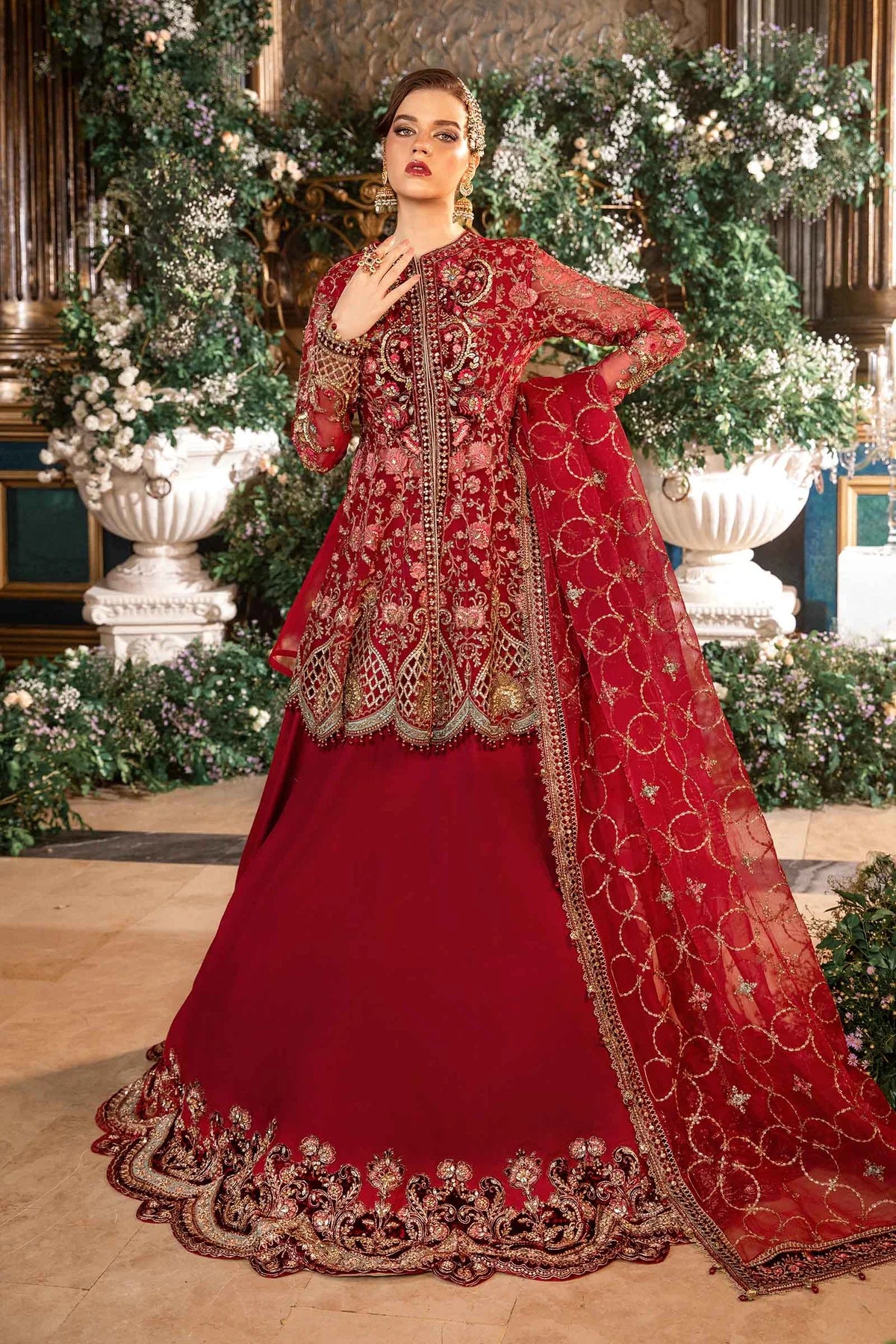 Pakistani Suits 3 Piece Unstitched Embroidered Organza Suit | BD-2908 Al Libaas