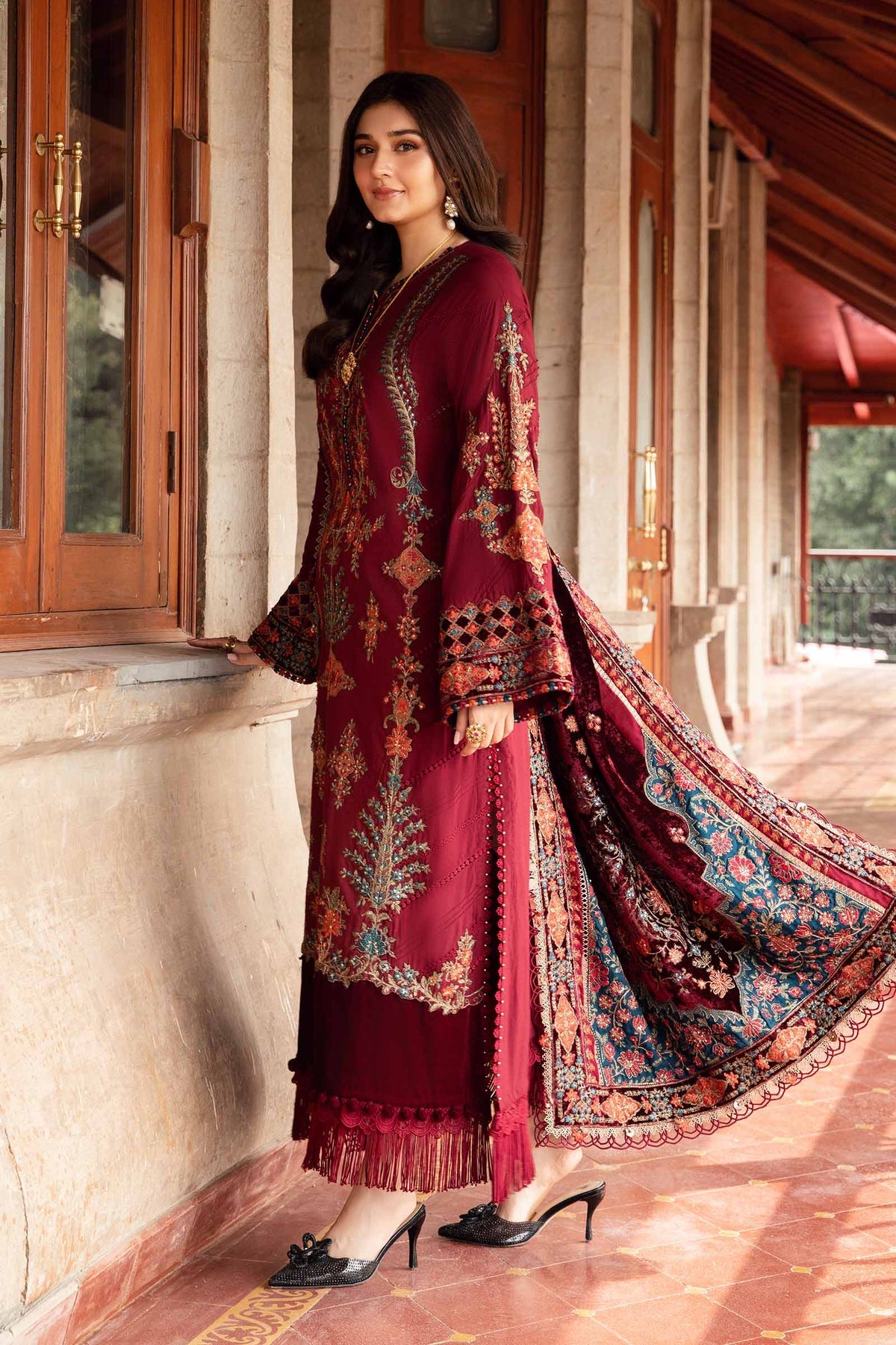 Pakistani Suits 3 Piece Unstitched Embroidered Twill Linen Suit | DL-1210 Al Libaas