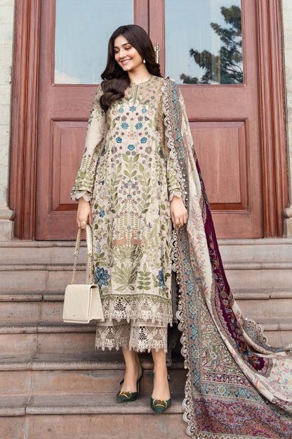 Pakistani Suits 3 Piece Unstitched Embroidered Linen Suit | DL-1211 Al Libaas