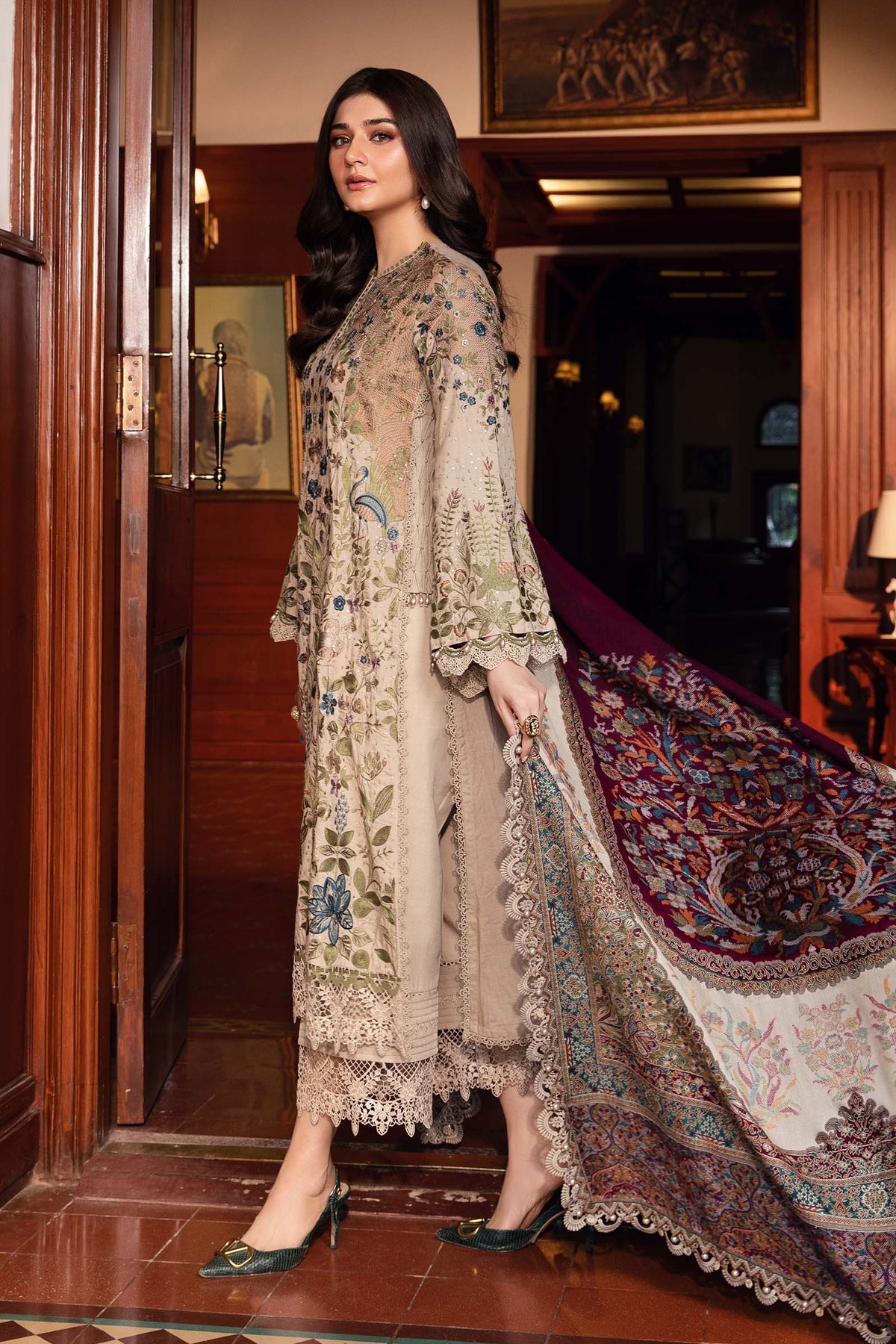 Pakistani Suits 3 Piece Unstitched Embroidered Linen Suit | DL-1211 Al Libaas