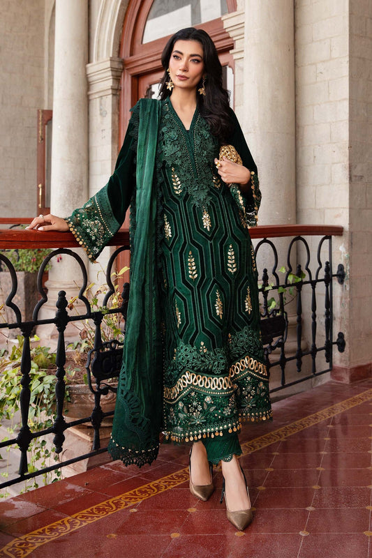 Pakistani Suits 3 Piece Unstitched Embroidered Velvet Suit | DL-1212 Al Libaas