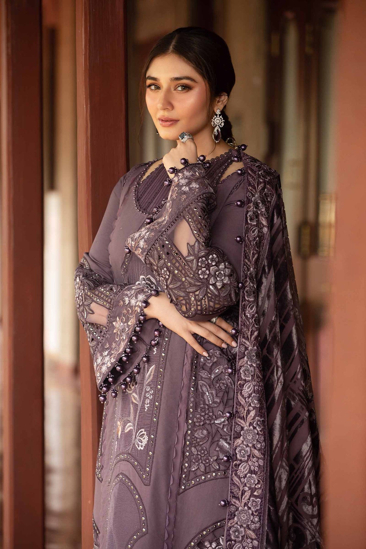 Pakistani Suits 3 Piece Unstitched Embroidered Linen Suit | DL-1202 Al Libaas