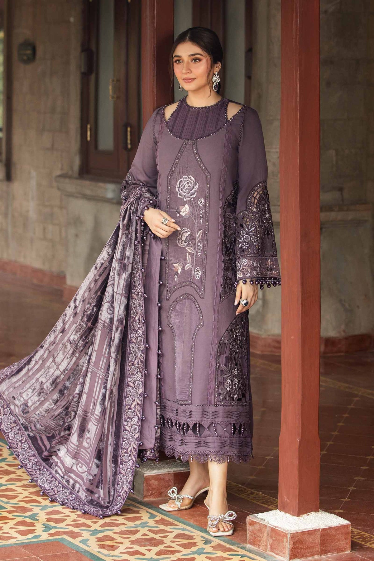 Pakistani Suits 3 Piece Unstitched Embroidered Linen Suit | DL-1202 Al Libaas