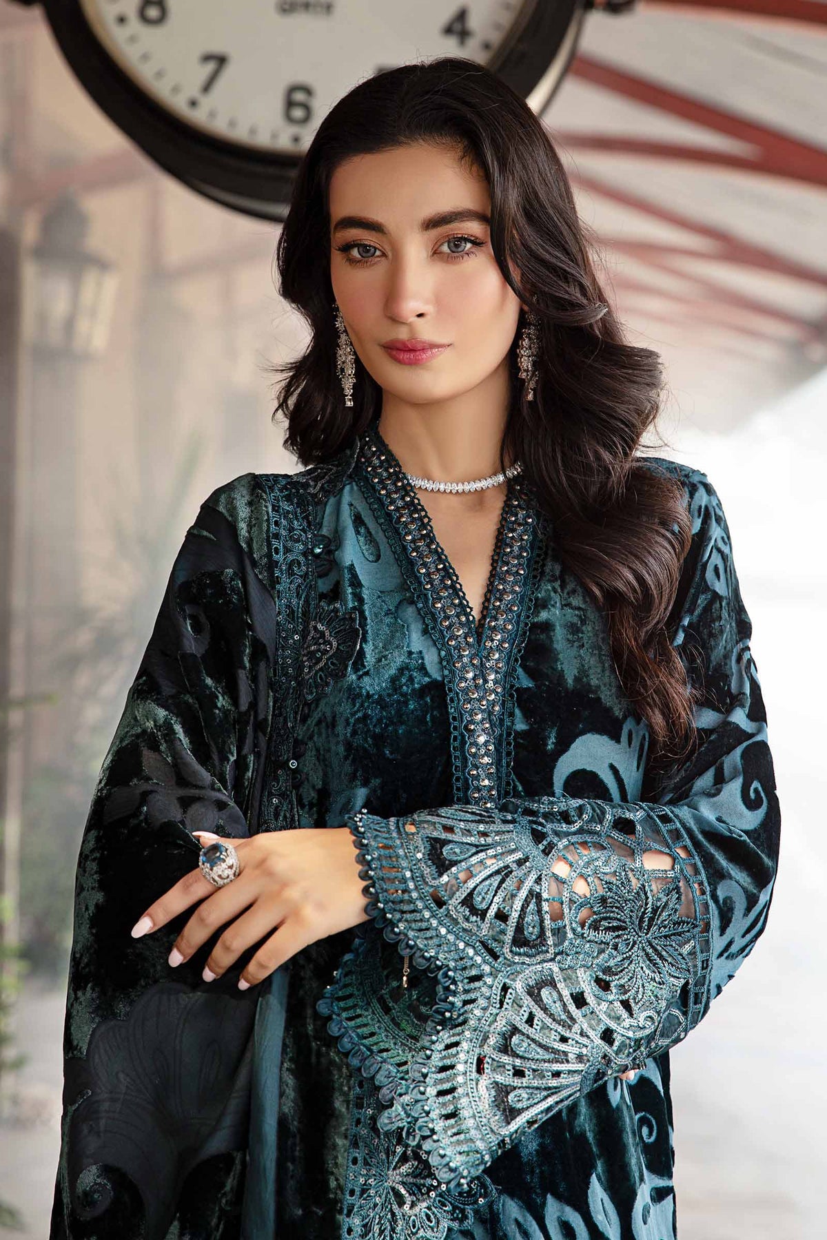 Pakistani Suits 3 Piece Unstitched Embroidered Palachi Suit | DL-1203 Al Libaas