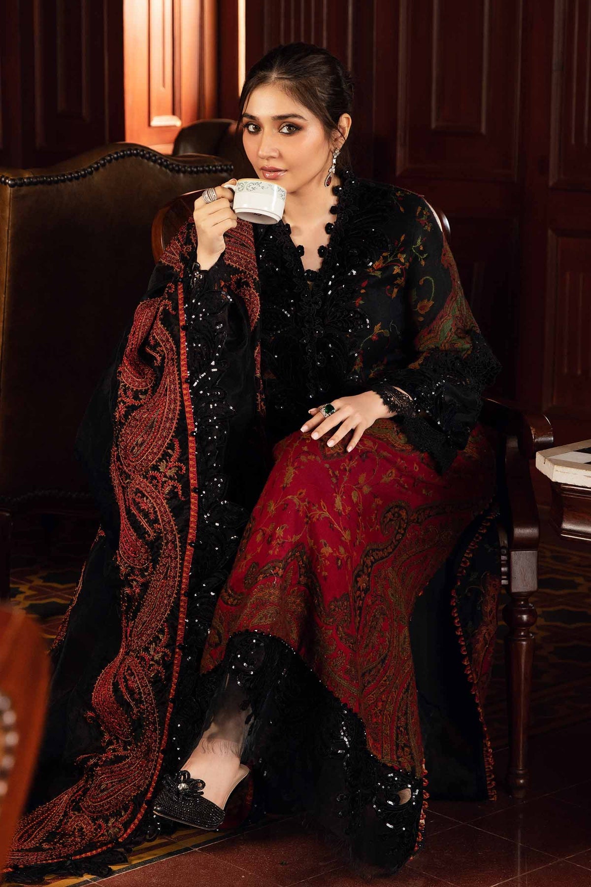 Pakistani Suits 3 Piece Unstitched Embroidered Woven Suit | DL-1204 Al Libaas