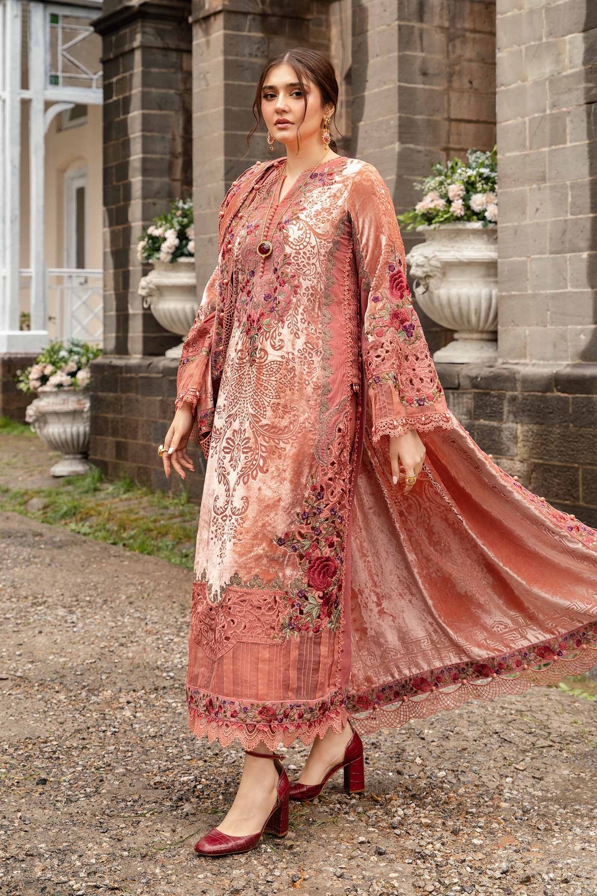 Pakistani Suits 3 Piece Unstitched Embroidered Palachi Suit | DL-1206 Al Libaas