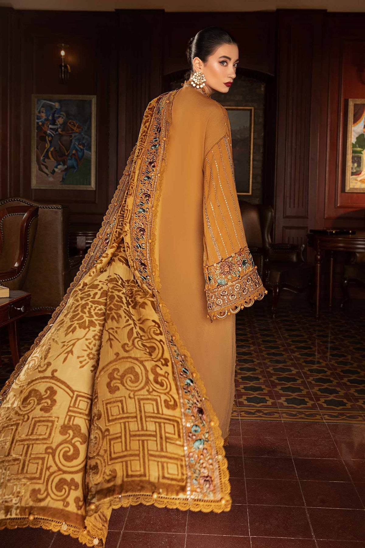 Pakistani Suits 3 Piece Unstitched Embroidered Twill Linen Suit | DL-1207 Al Libaas