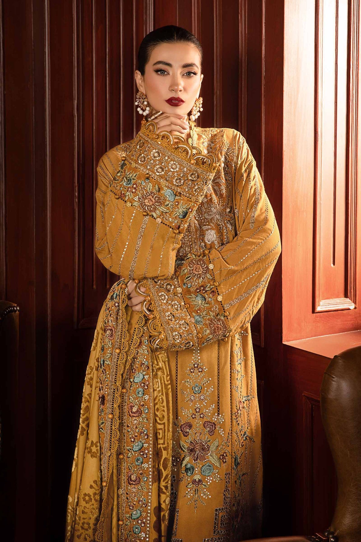 Pakistani Suits 3 Piece Unstitched Embroidered Twill Linen Suit | DL-1207 Al Libaas